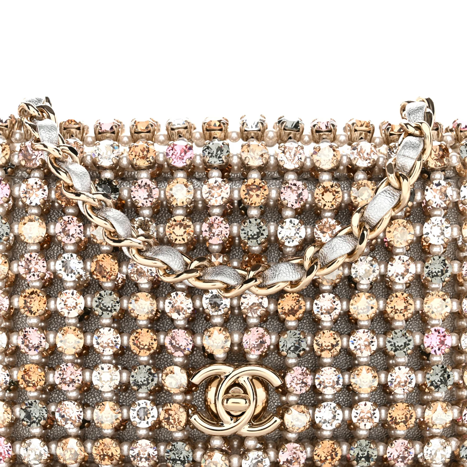 Metal Pearl Minaudiere CC Mini Evening Bag Multicolor