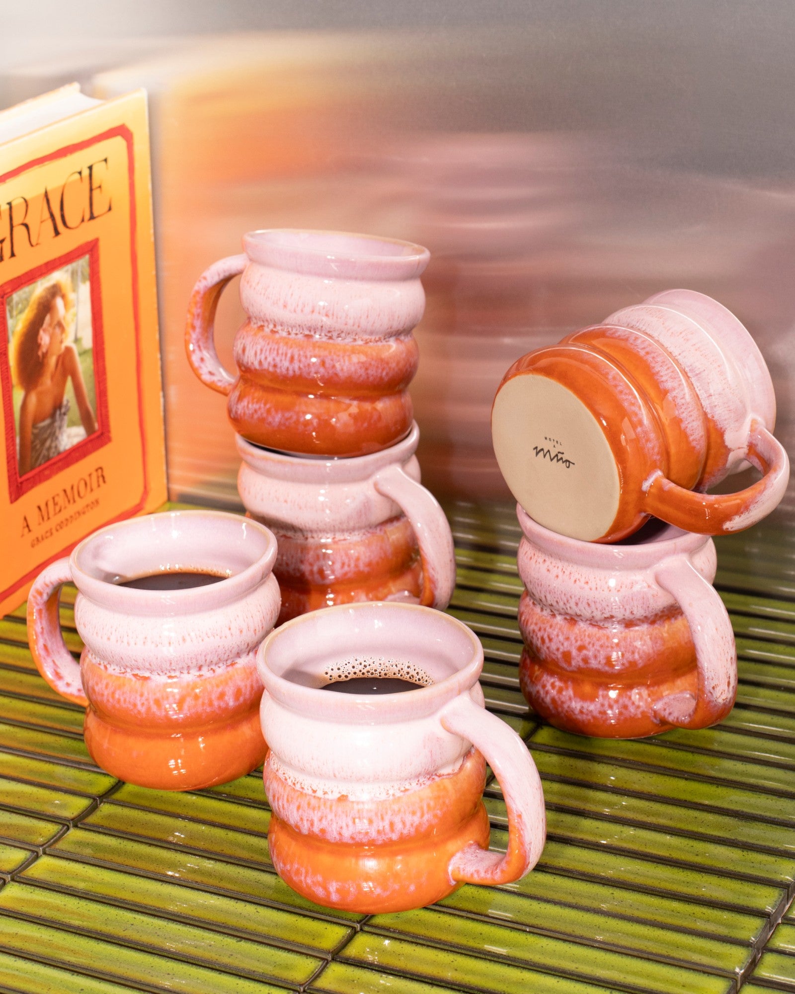 OMBRA - LARGE MUG BUBBLE PINK ORANGE SET OF 6