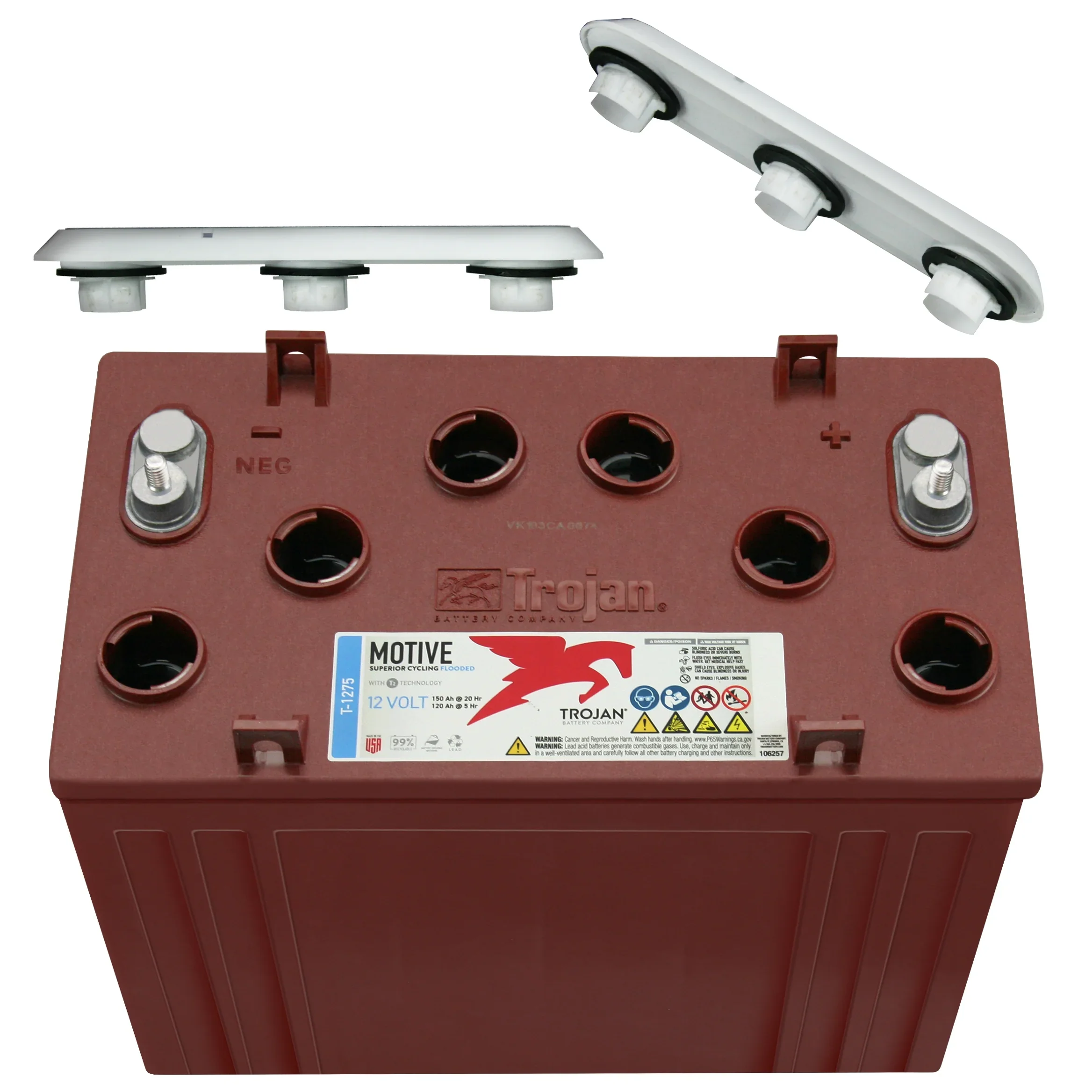 Trojan T-1275 12V 150Ah Flooded Lead Acid GC12 Deep Cycle Battery x6