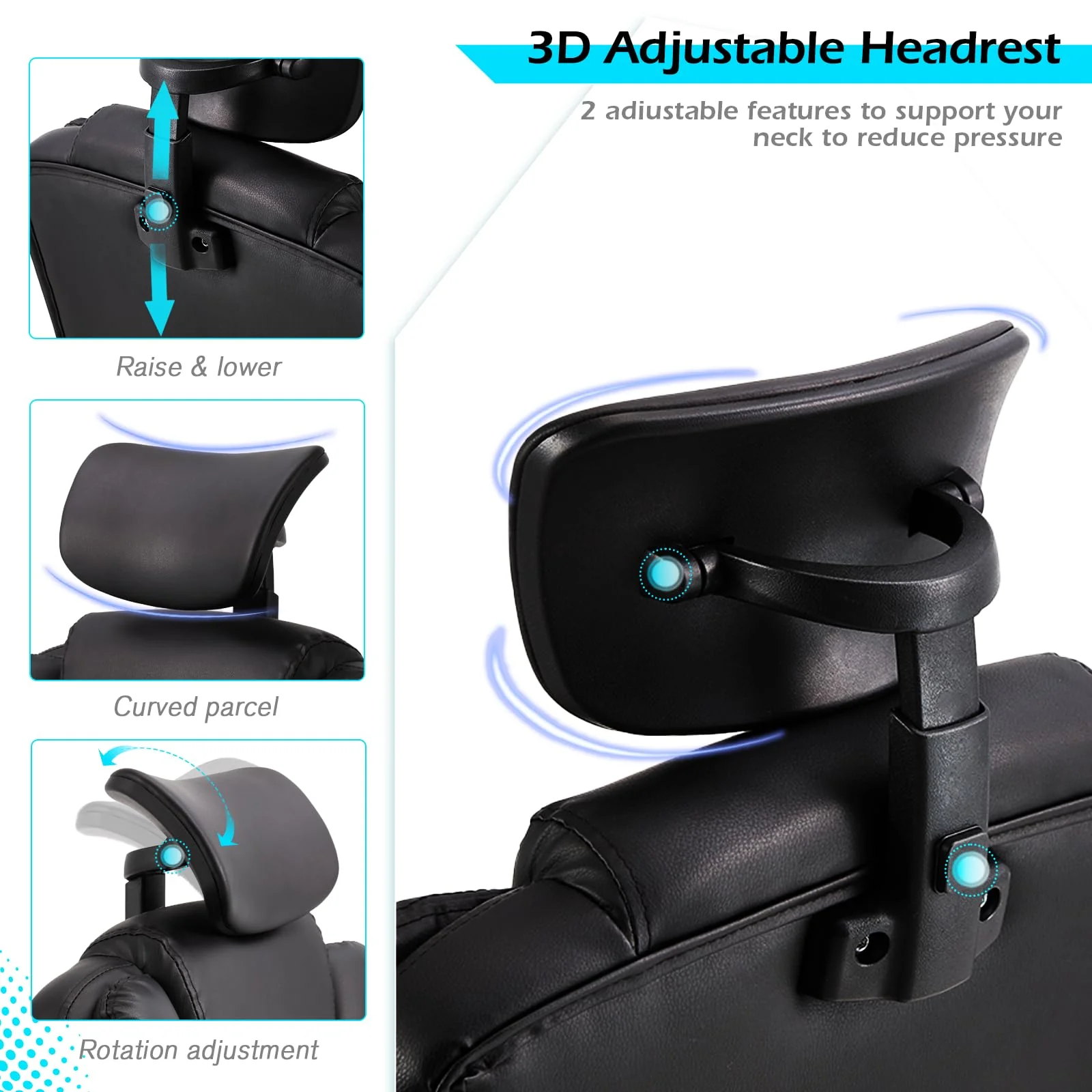 AECOJOY Office Chair with 7 Points Vibration Massage&Heat, Adjustable Ergonomic Recliner, Black