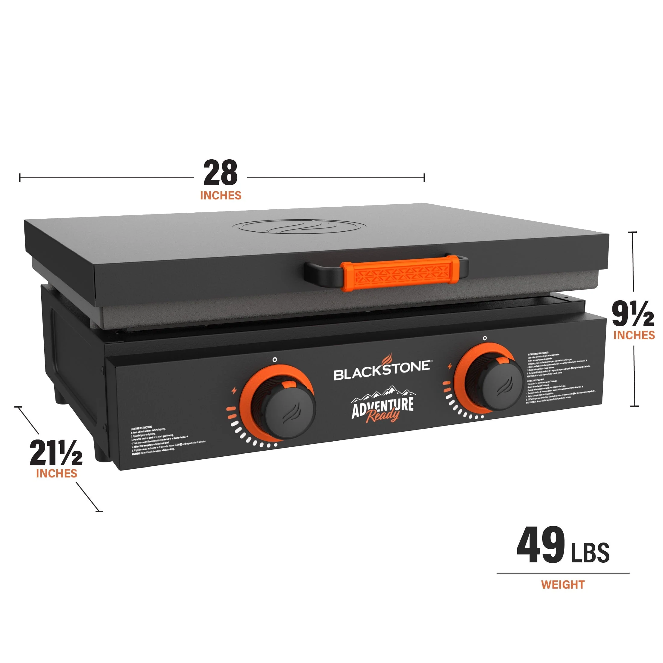 Adventure Ready 2 Burner 22" Propane Griddle with Hard Cover in Black(Black) Image 3