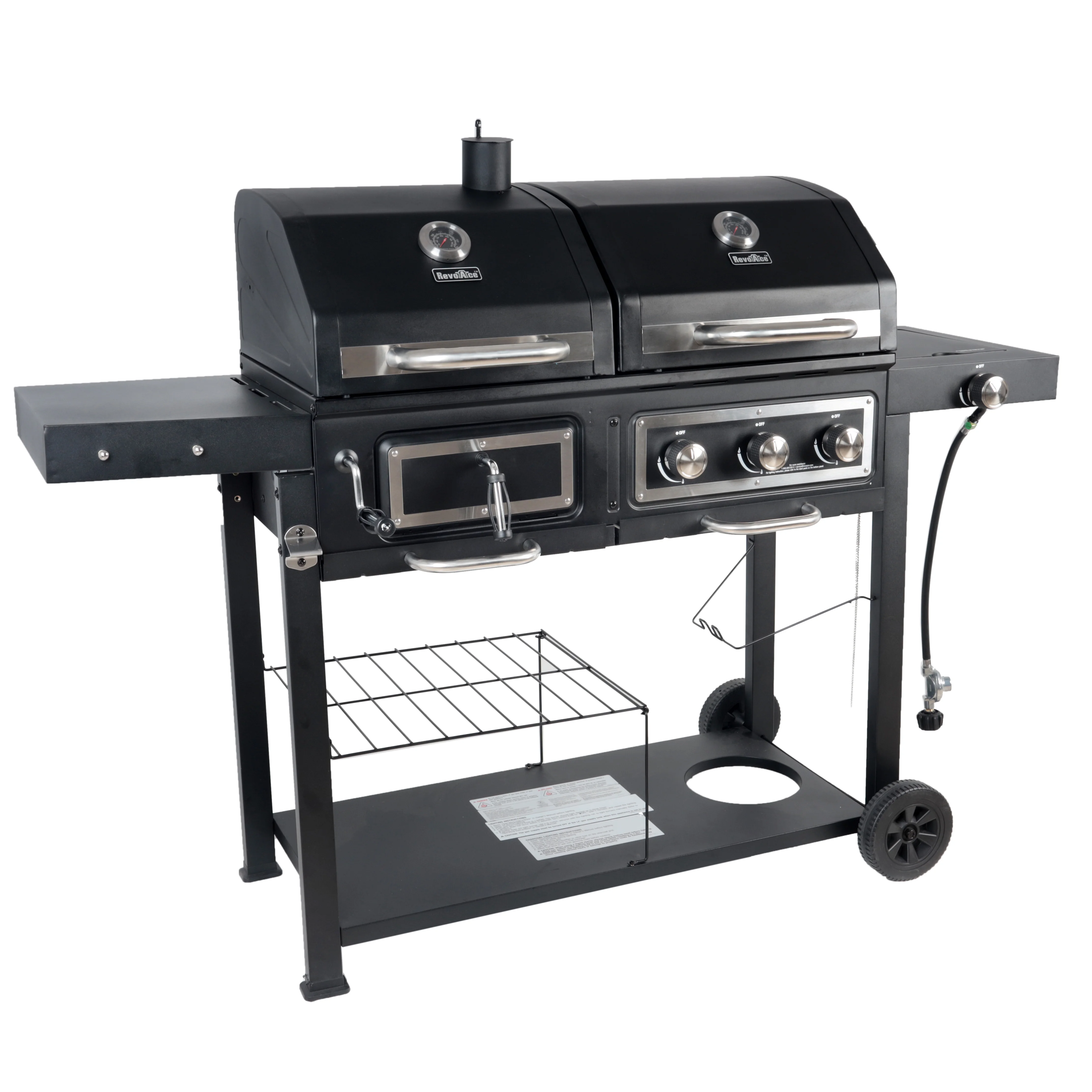 Dual Fuel Gas Charcoal Combo Grill, Black with Stainless - Image 5