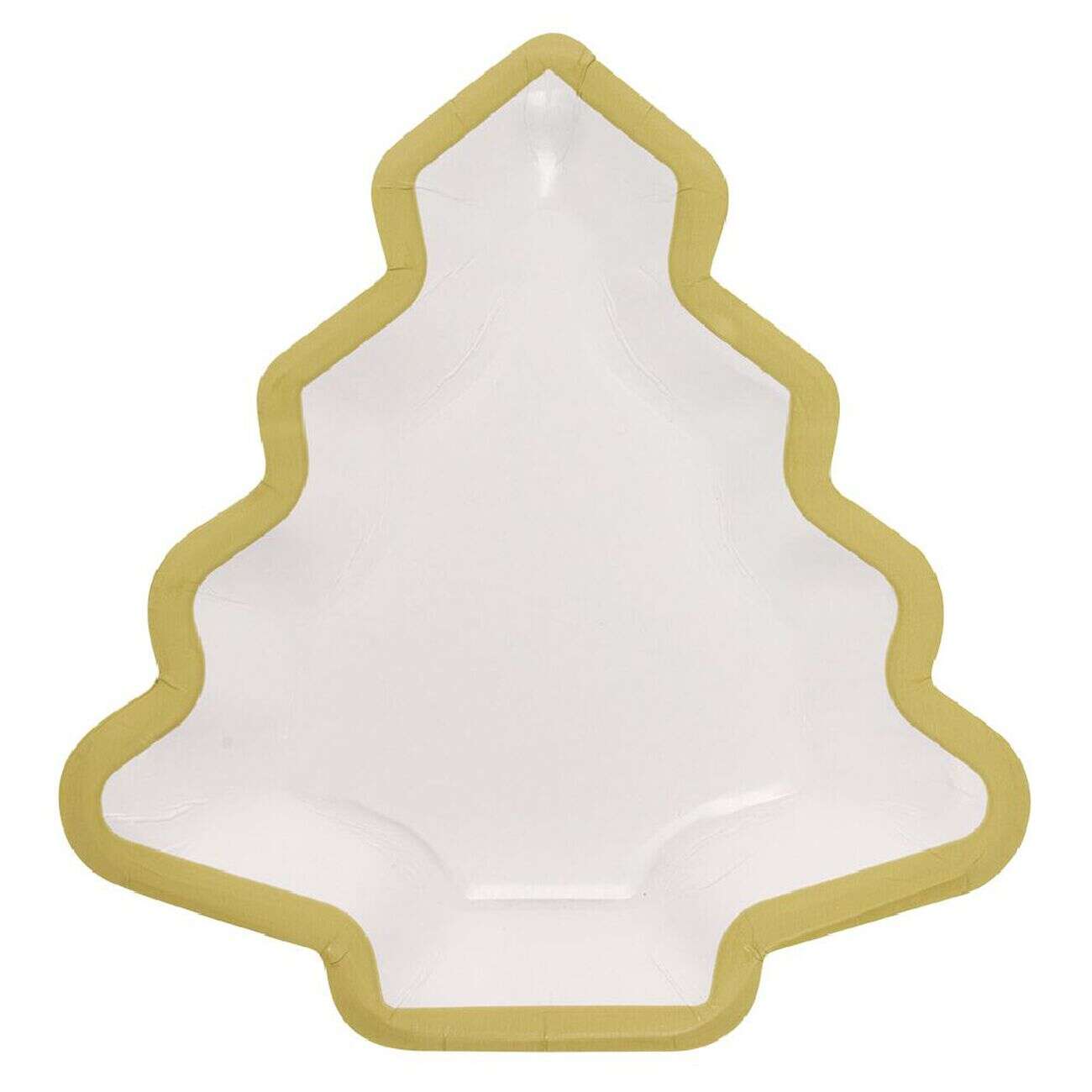Lot de 10 assiettes carton Sapin blanc avec liseré doré