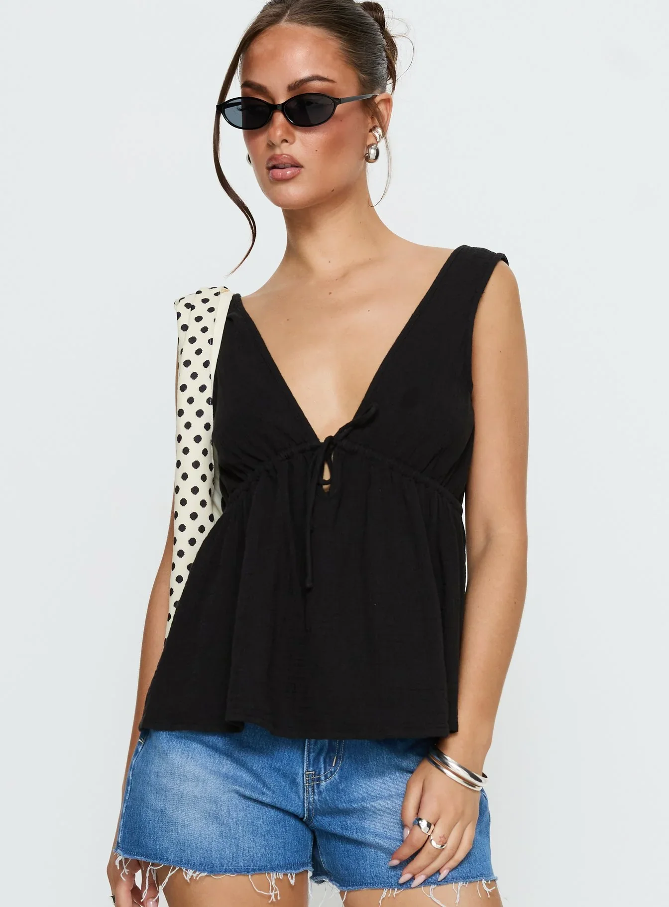 Dianna Babydoll Cami Top Black