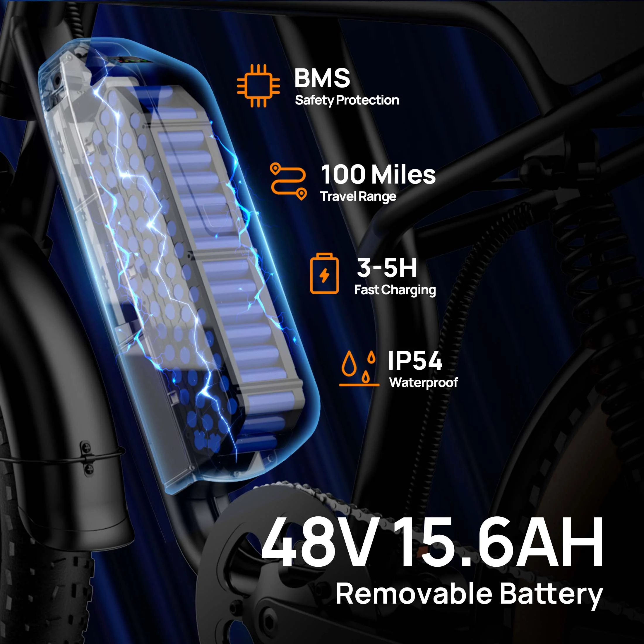 1500W Electric Bike for Adults,20"4.0 Fat Tire Ebike,48V 15.6Ah Removable Battery,7-Speed E-Mountain Bikes,All-Terrain Off-Road Electric Bicycle,UL2849 Certified(Black)(BLACK/standard) - Image 4