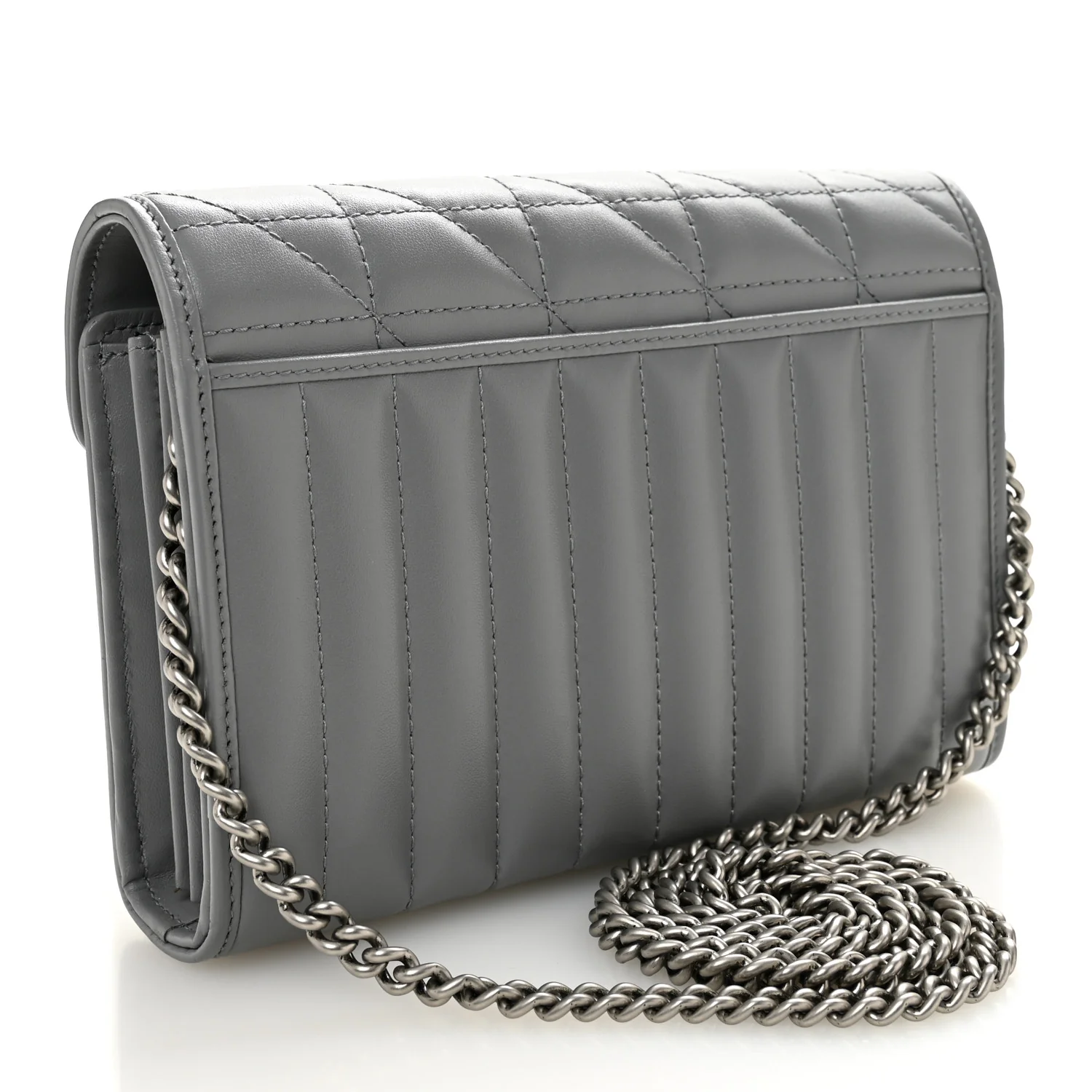 Calfskin Matelasse Aria GG Marmont Chain Wallet Deep Grey