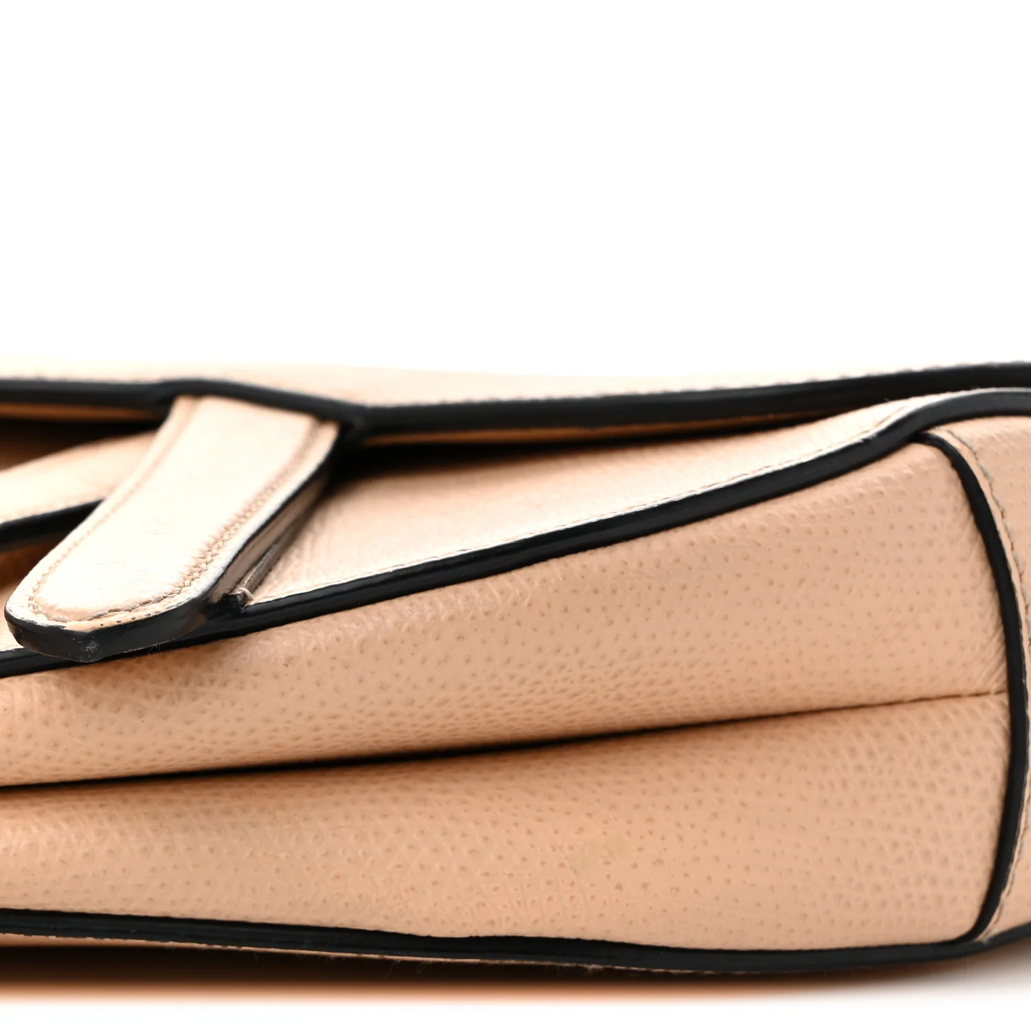 Grained Calfskin Mini Saddle Bag Beige