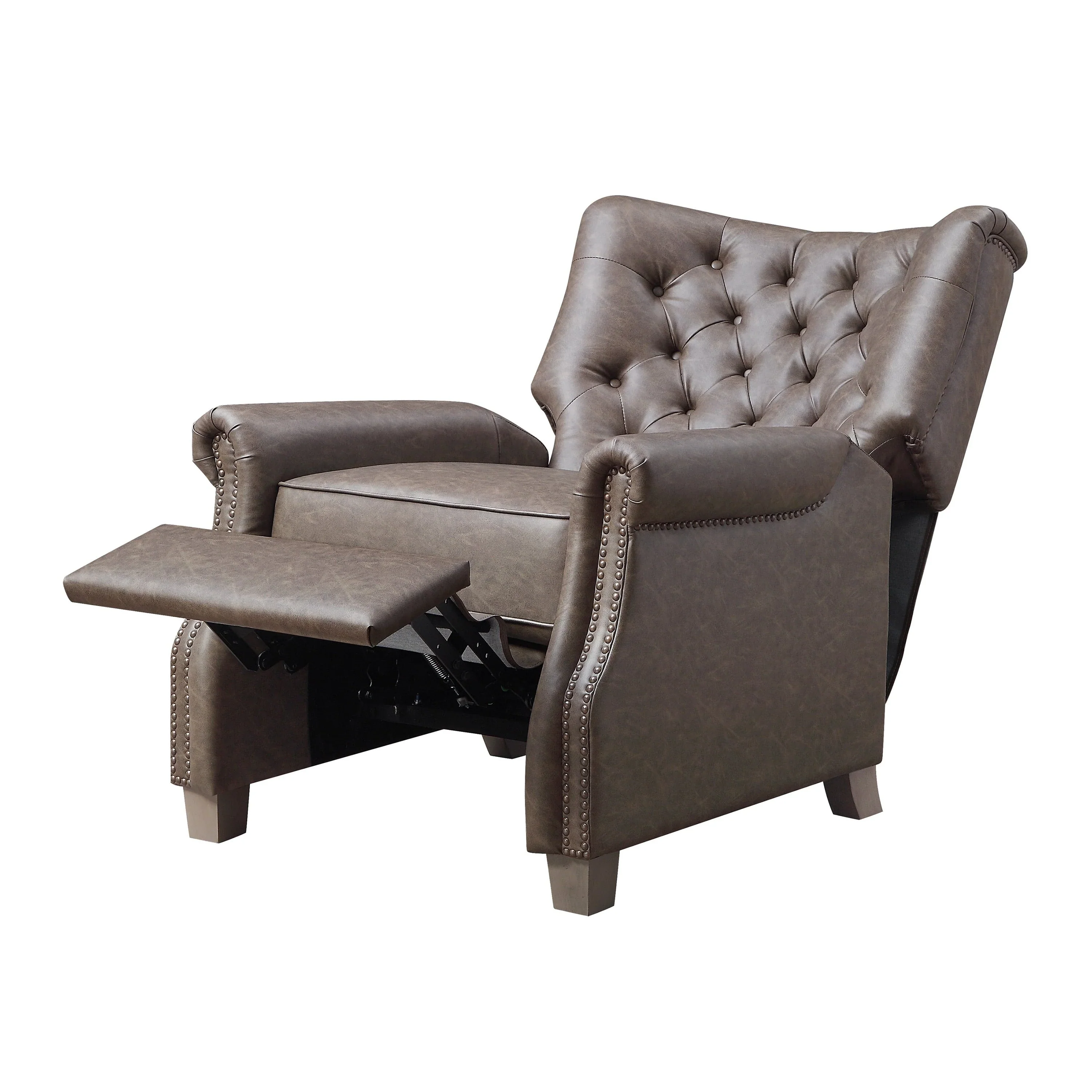 Better Homes & Garden Tufted Push Back Recliner, Brown Faux Leather Upholstery