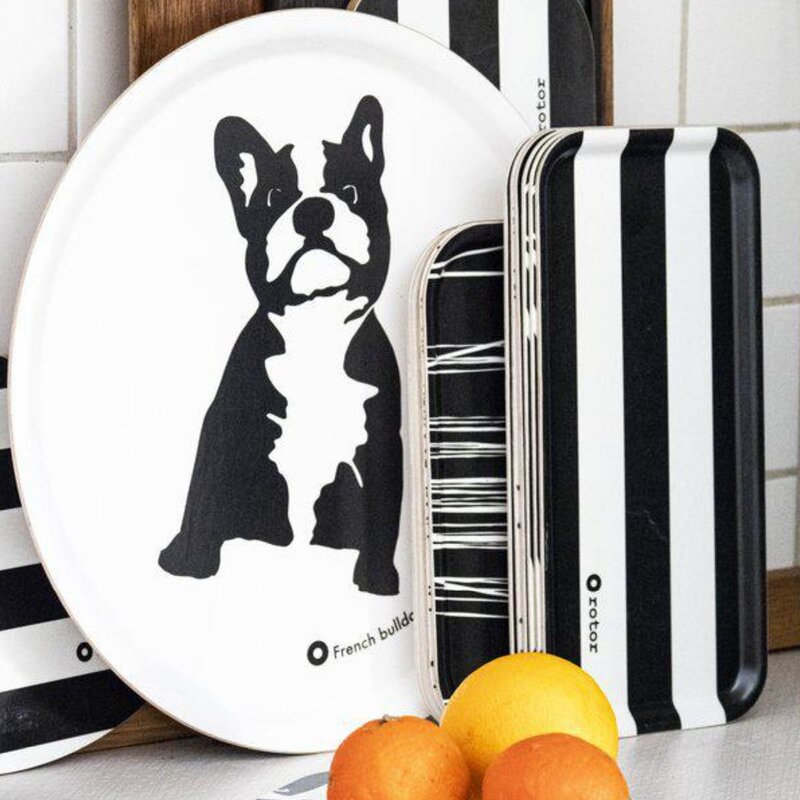 Buster serveringsbrett 38x38 cm hvit/svart