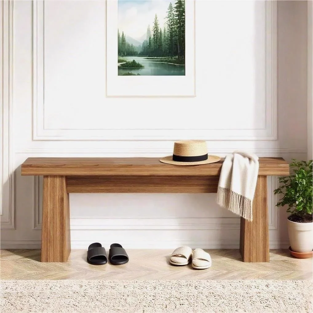 Fnova 48 Wooden Two - Person Backless Entryway Bench with Under - Bench Storage for Outdoor Garden, Living Room, Bedroom, Dining Room, Hallway
