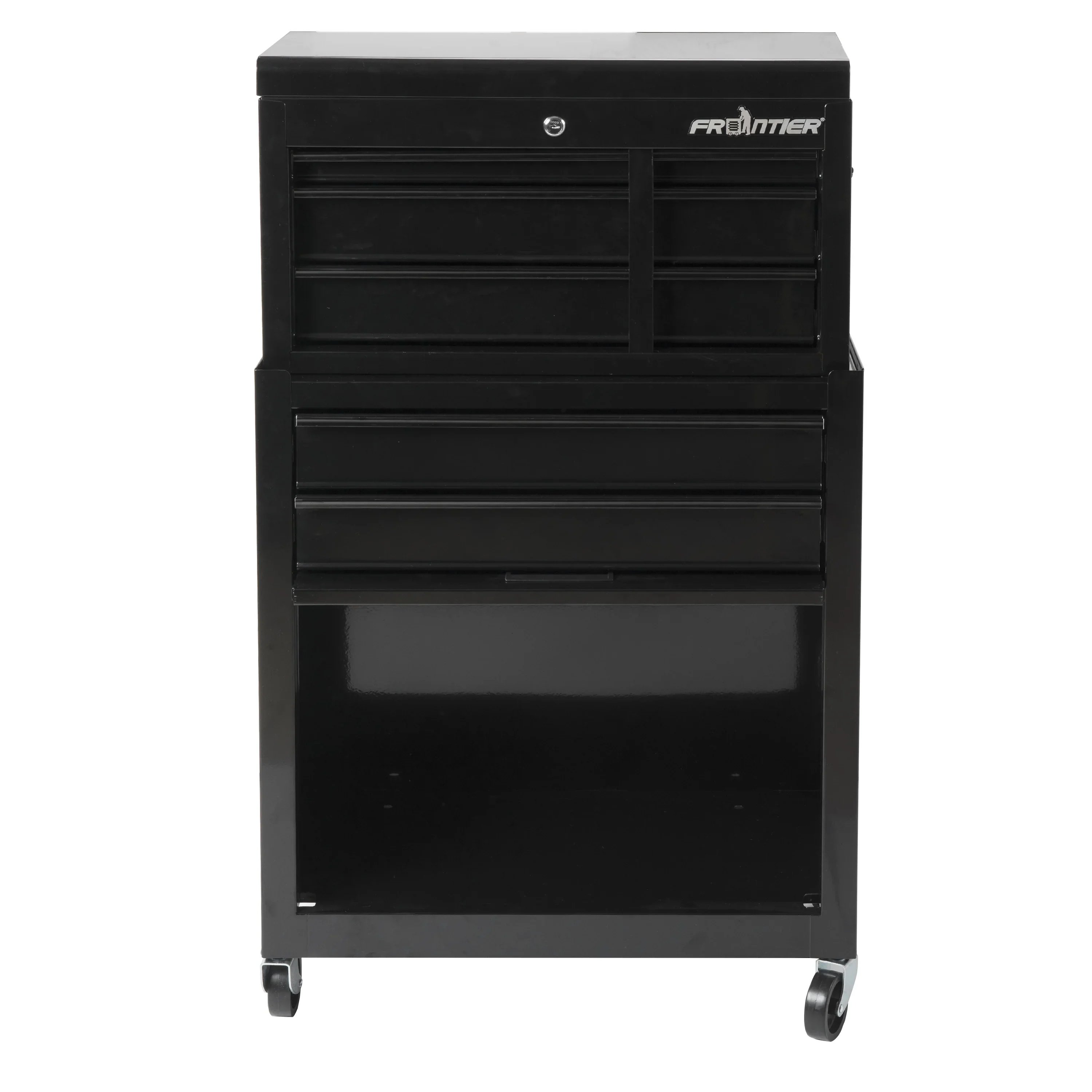 Frontier 24-inch 5-Drawer Rolling Tool Chest and Cabinet Combo, Steel, Black