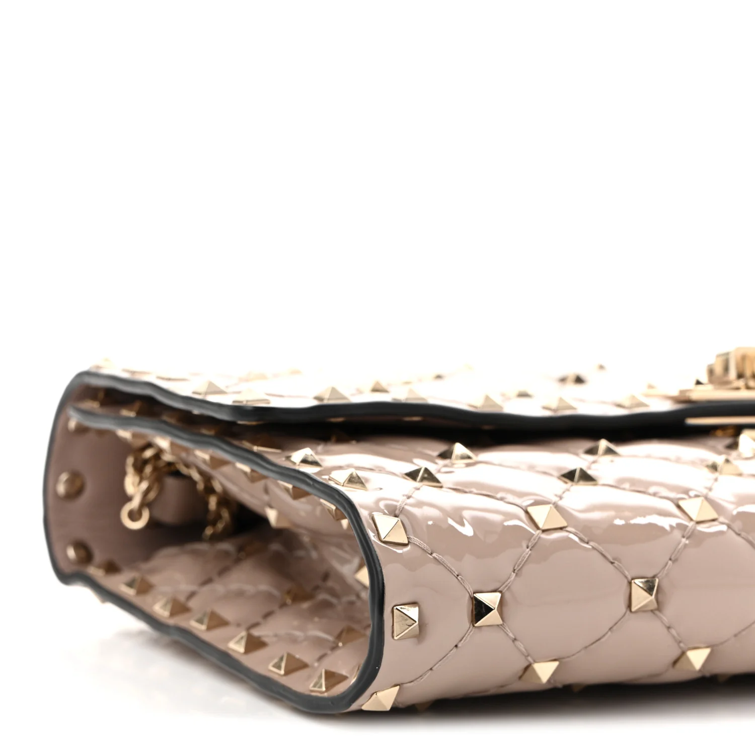 Patent Rockstud Spike Wallet on Chain Poudre