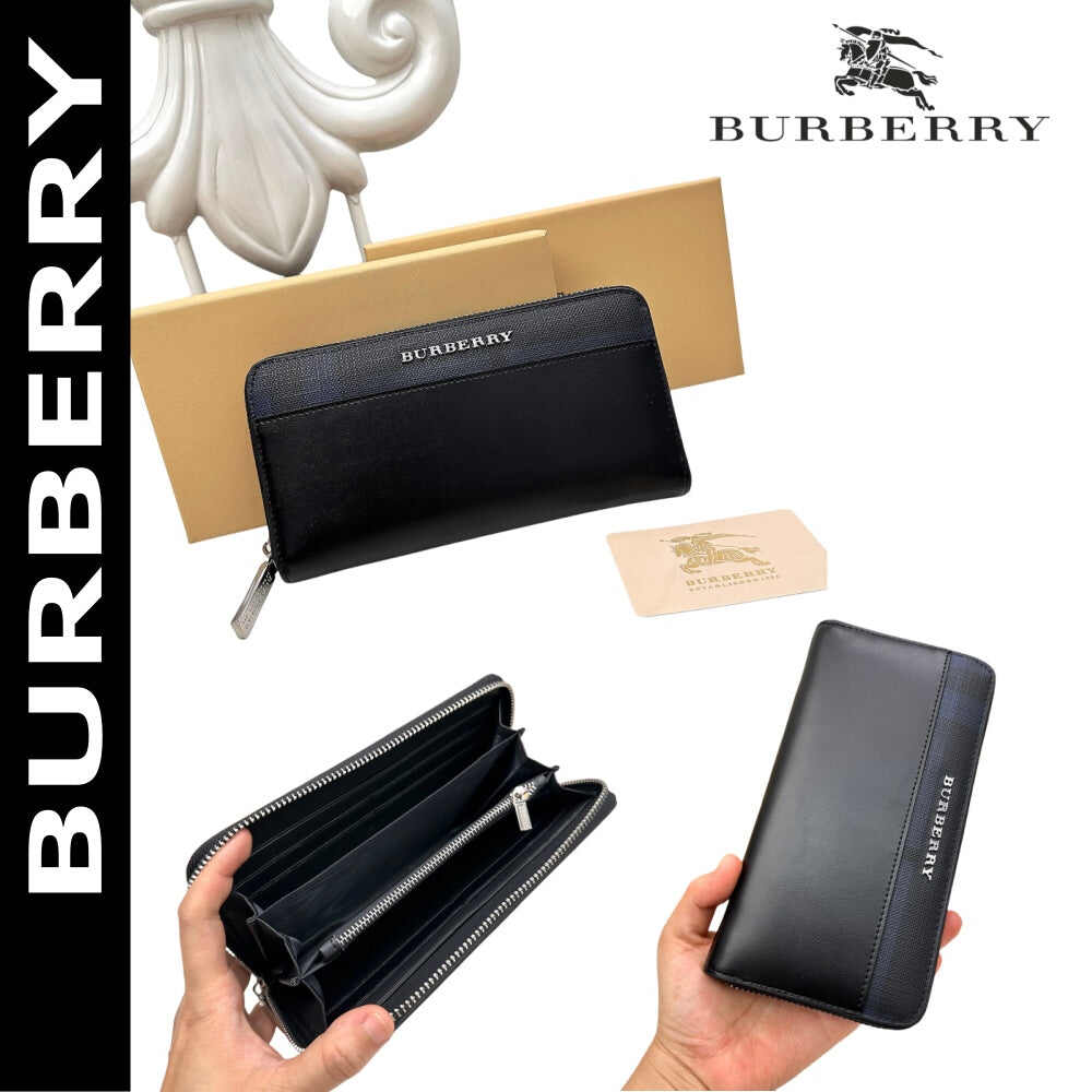 【バーバリー】送料関税込 定番人気 ジッパー・ラウンド・長財布