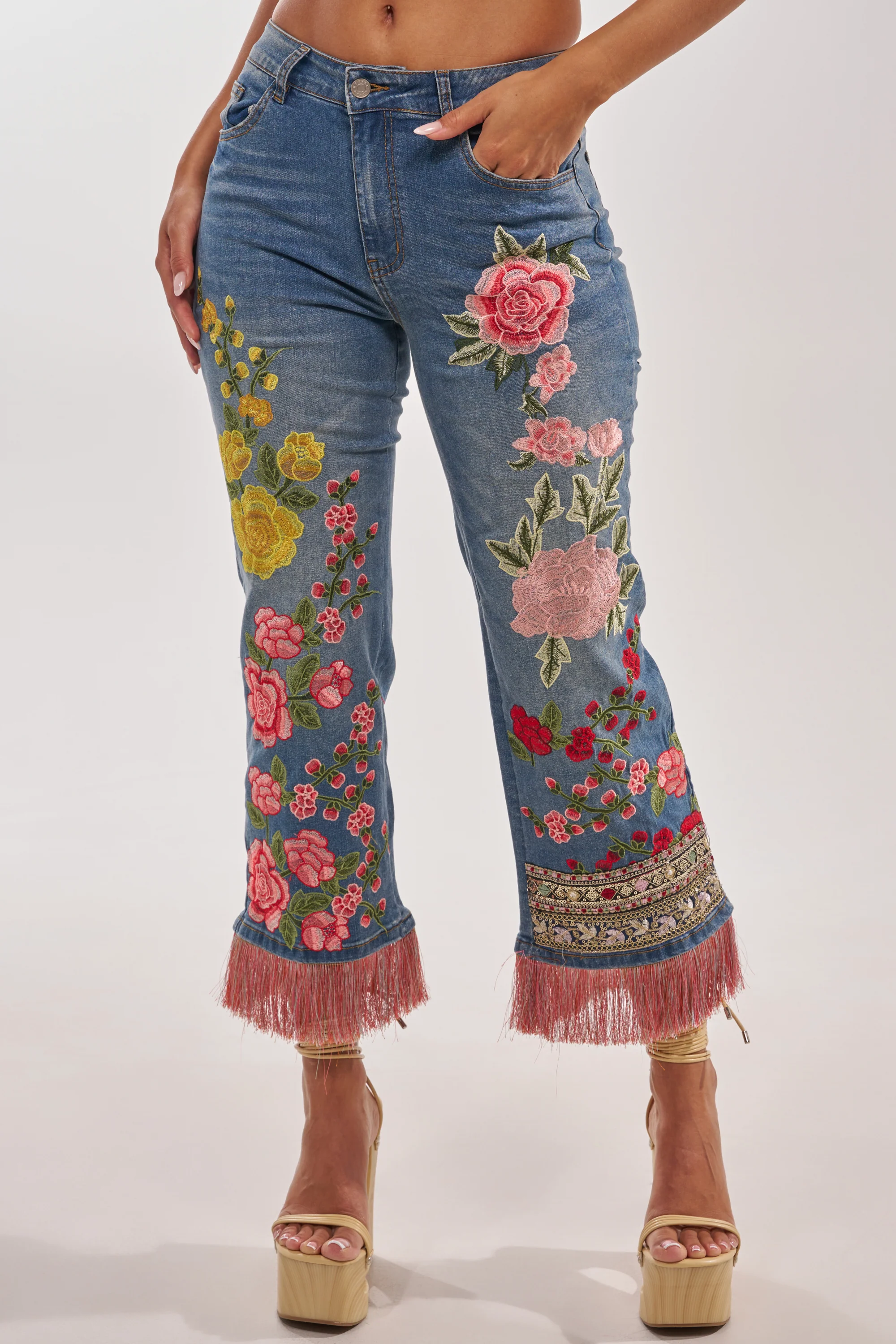 FLORAL FOR DAYS STRAIGHT LEG DENIM - Akira Store