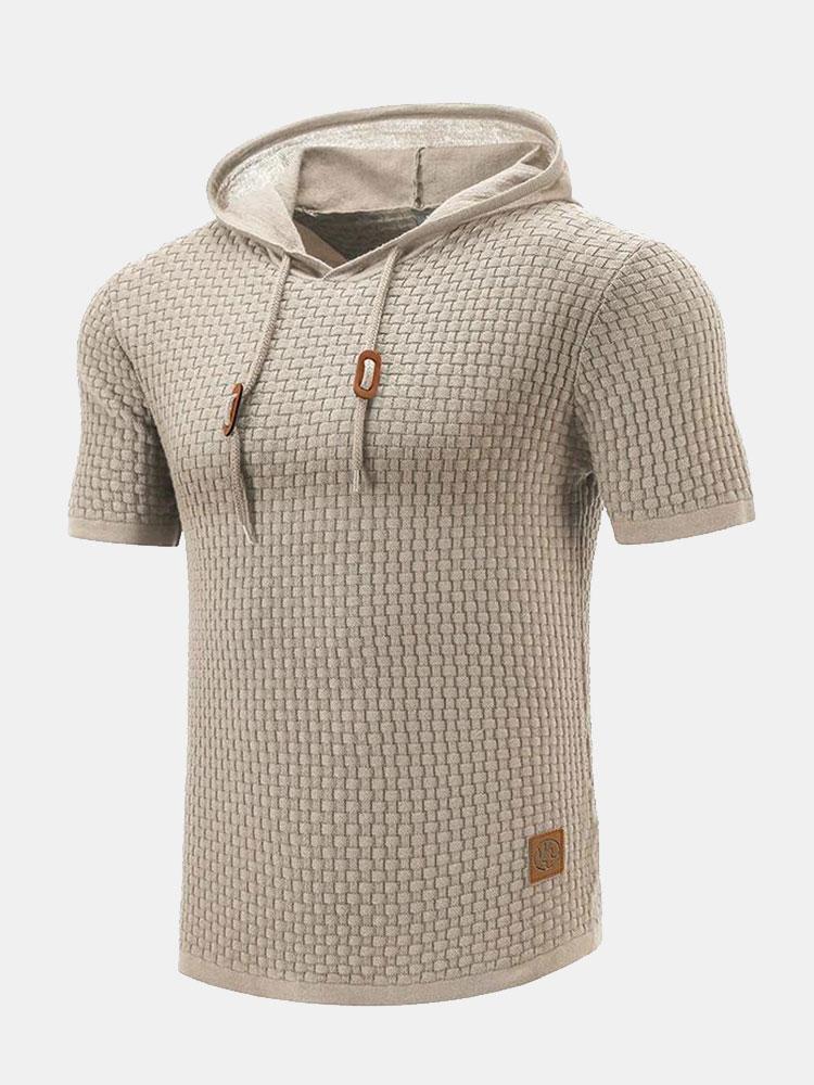 Pull à capuche en maille à manches courtes coupe ajustée