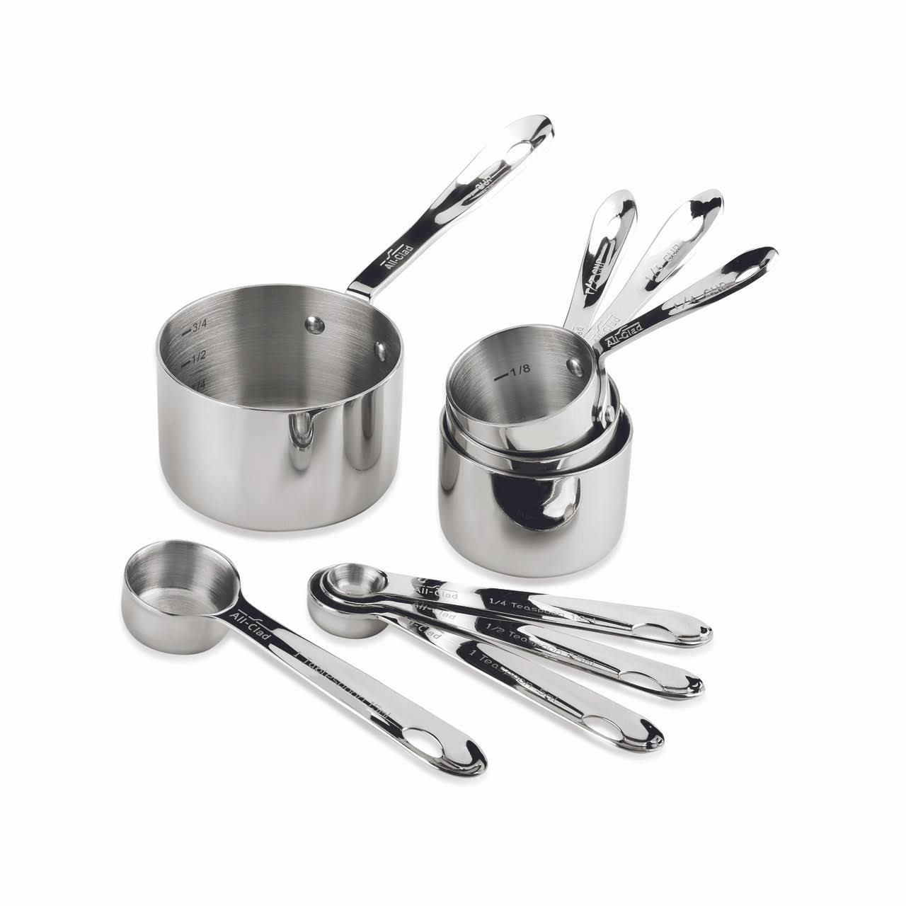 All Clad Stainless Steel Standard Size 8 Piece Measuring Cup Spoon Set