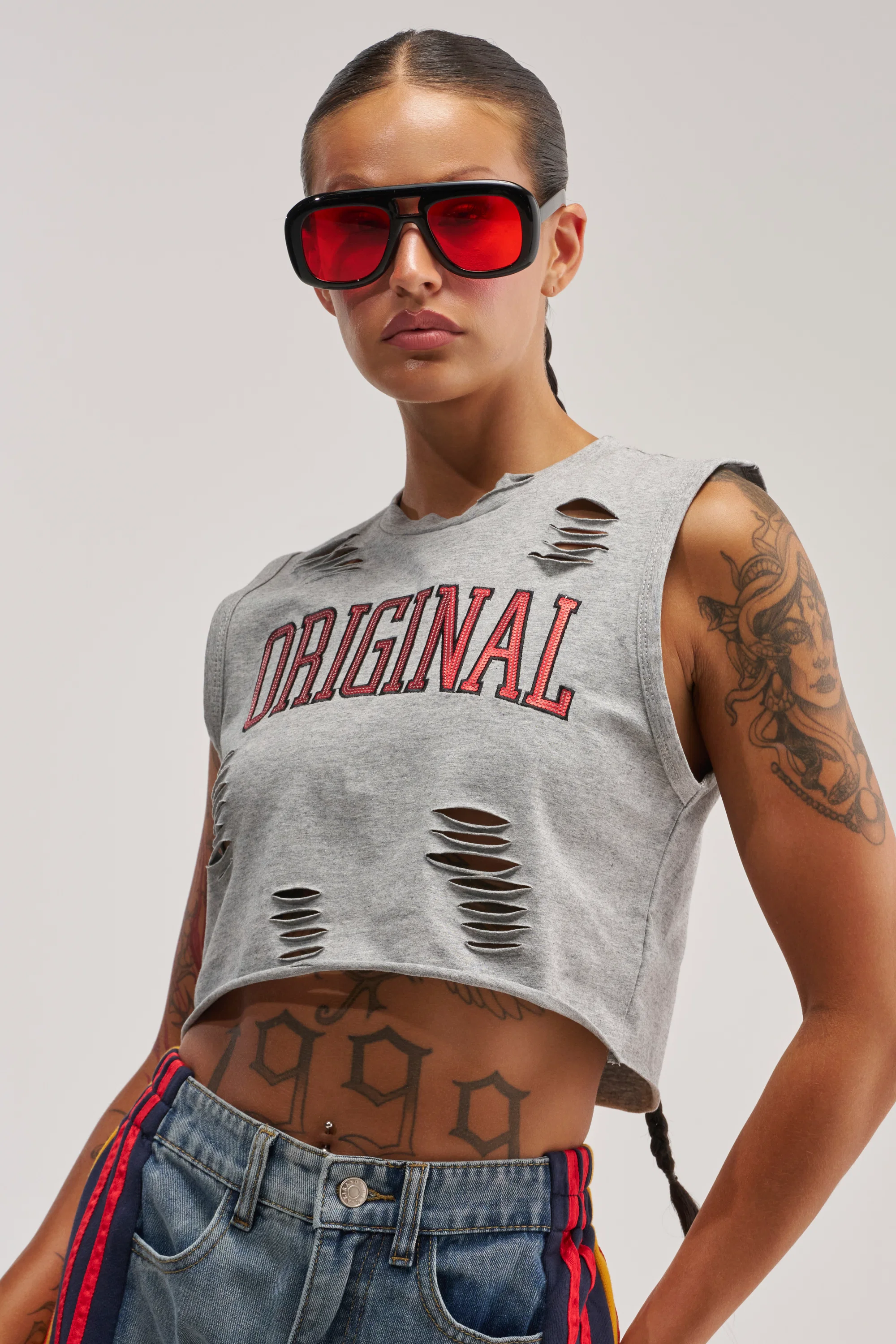 ORIGINAL SEQUIN CROPPED MUSCLE TEE - Akira Store