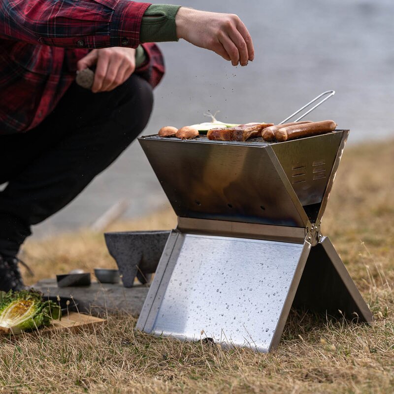 Sammenleggbar grill 36x26 cm rustfritt stål