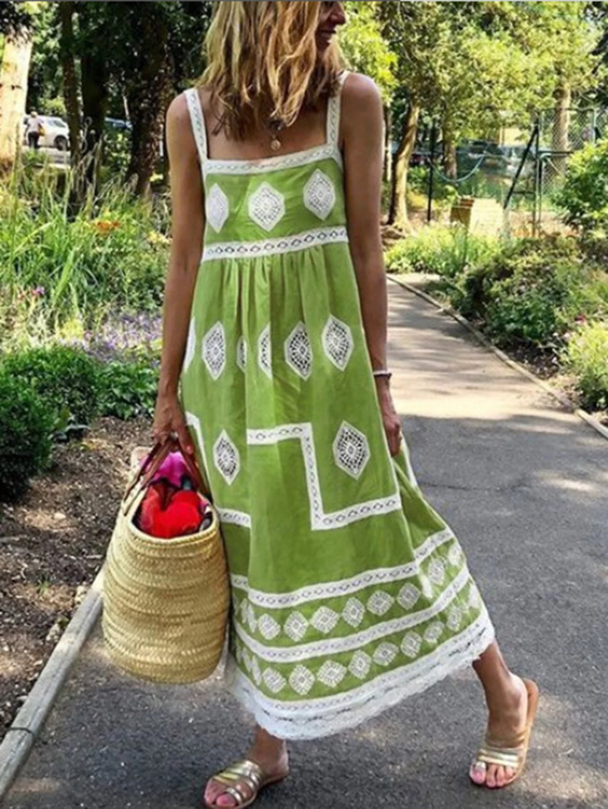 Sophie Paris | Robe maxi à imprimé bohème à col carré