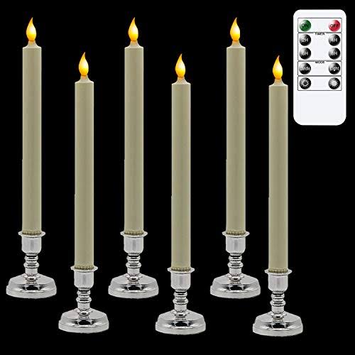Wondise Remote Flameless Window Taper Candles with Timer and Suction Cups, Battery Operated LED Flickering Window Candles Real Wax Warm Light