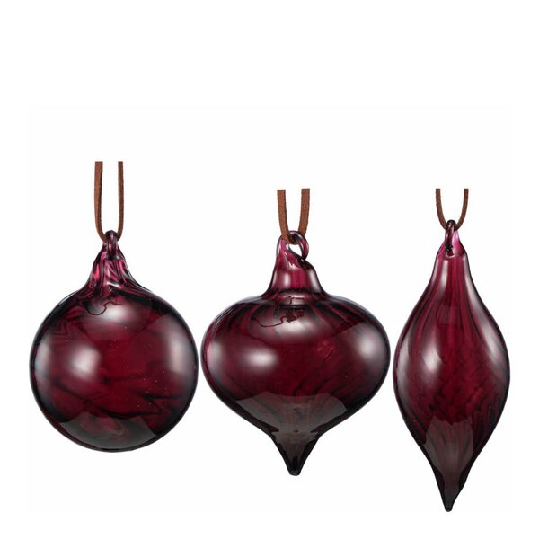 Julekule glass 1 stk 6 cm burgunder – assortert modell