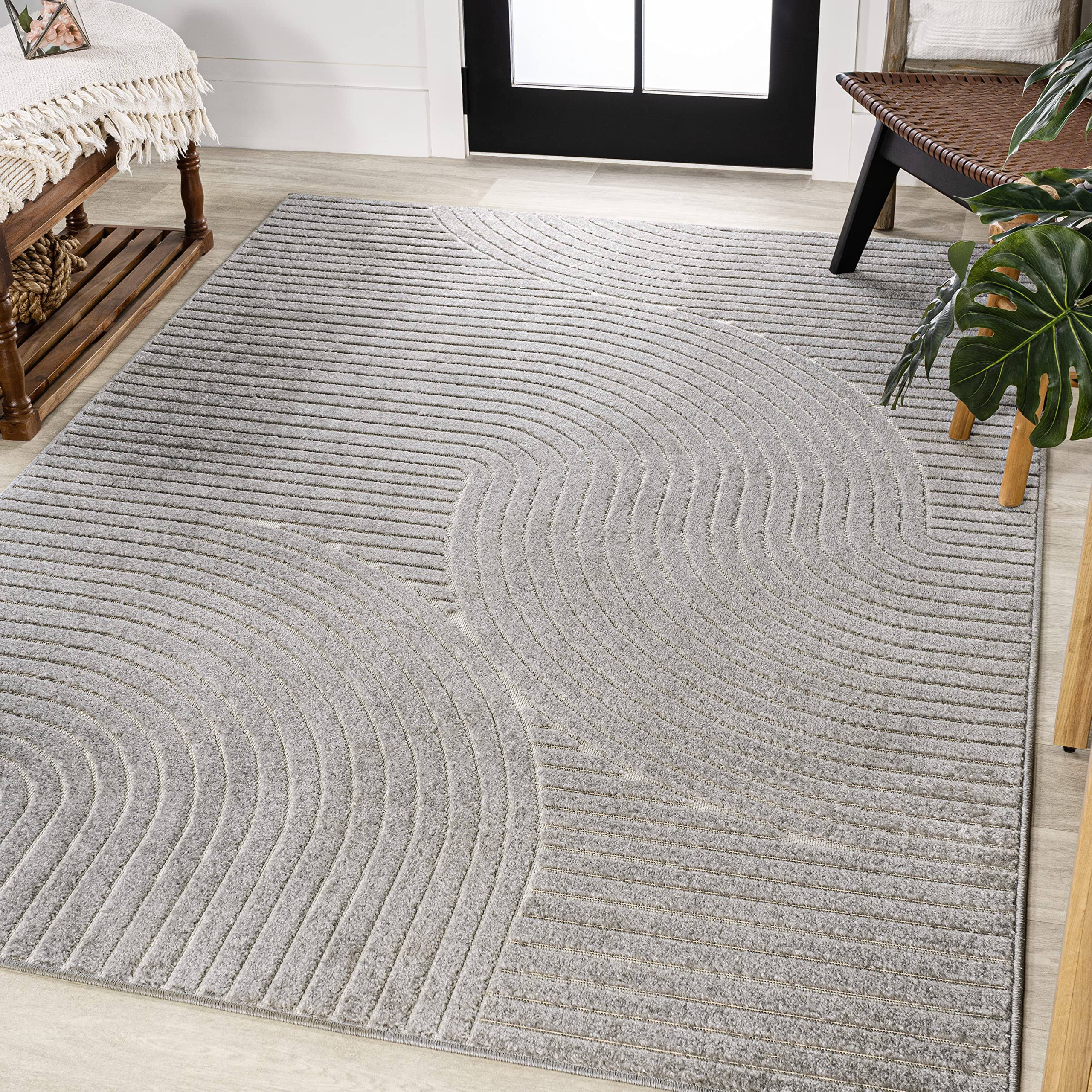 Jonathan Y Skagen Minimalist Curve Geometric Gray/Ivory 4 ft. x 6 ft. Area Rug