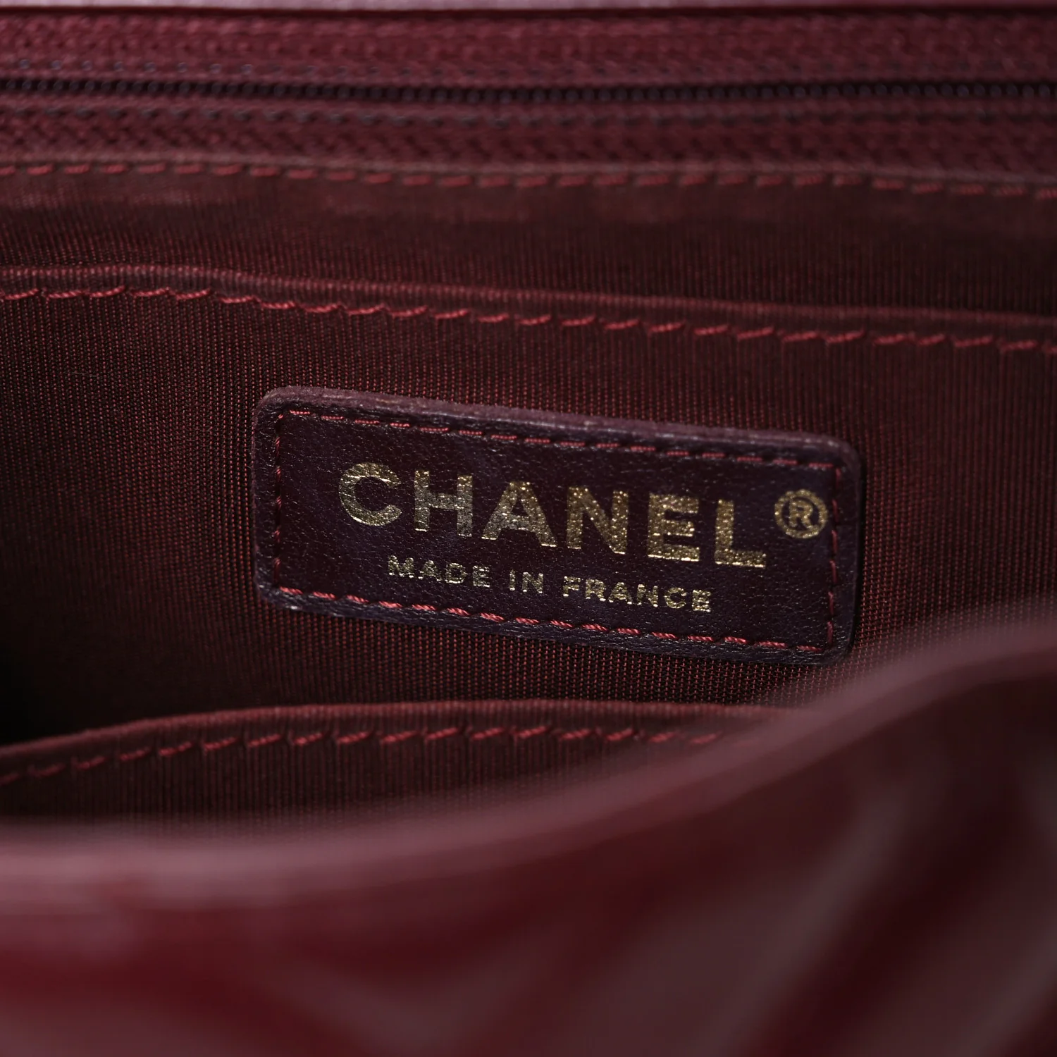 Calfskin Chevron Quilted Top Handle Flap Red