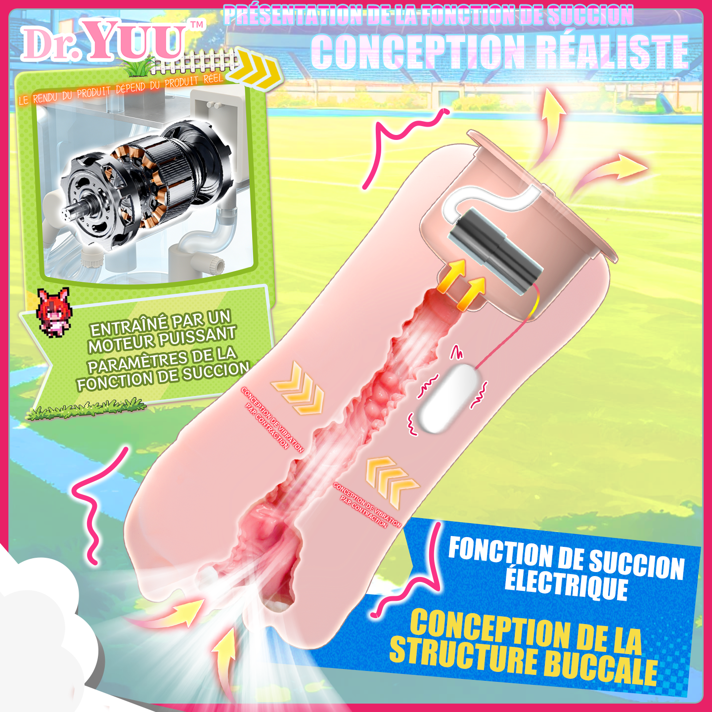 Double fonction d'aspiration pneumatique et de vibration.