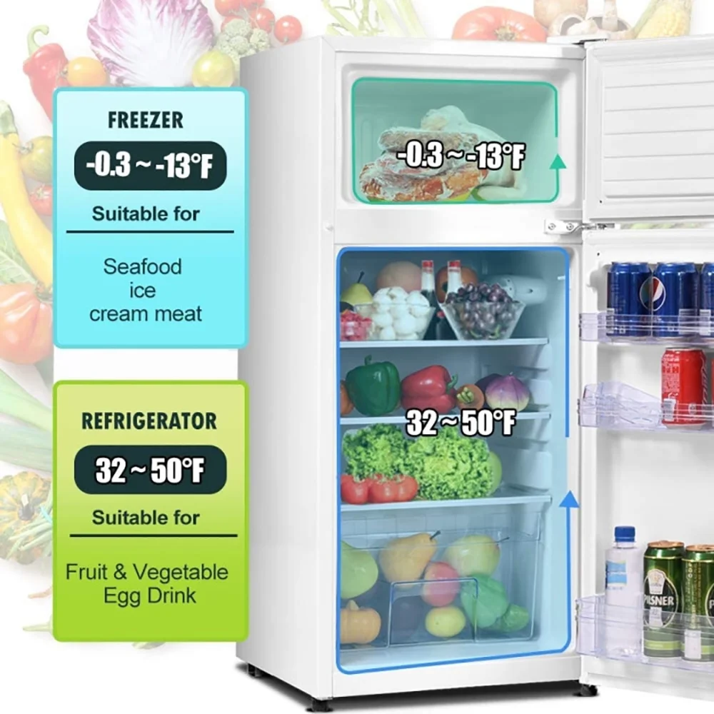 2 Doors Cold-rolled Sheet Compact Refrigerator-White, Fridge with Freezer, Fridge, Adjustable Thermostat - Image 10