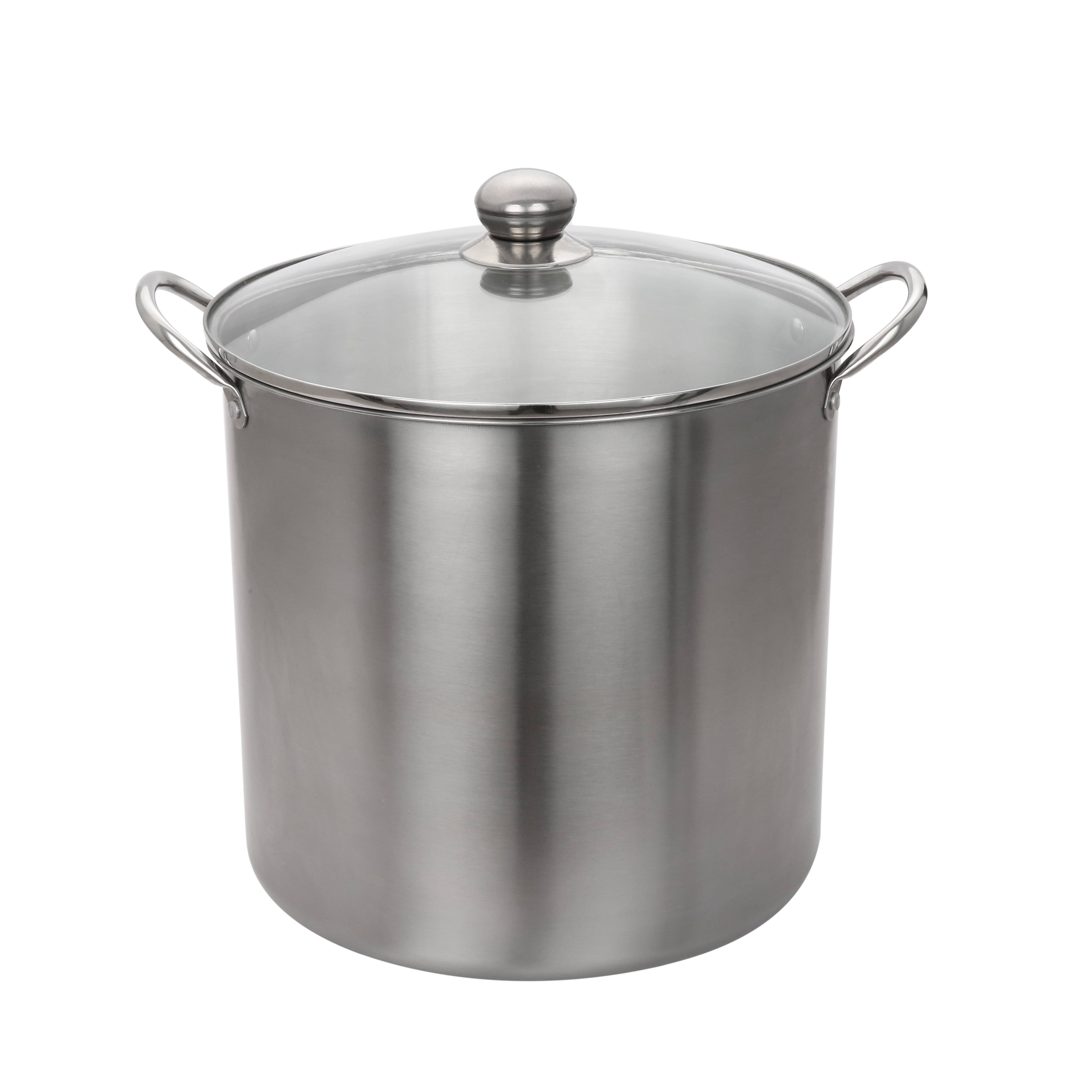 Mainstays Stainless Steel Multi Use Food Canner with Tempered Glass Lid - 21.5 qt