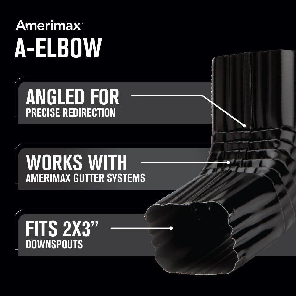 2 in. x 3 in. Black Aluminum Downspout A-Elbow