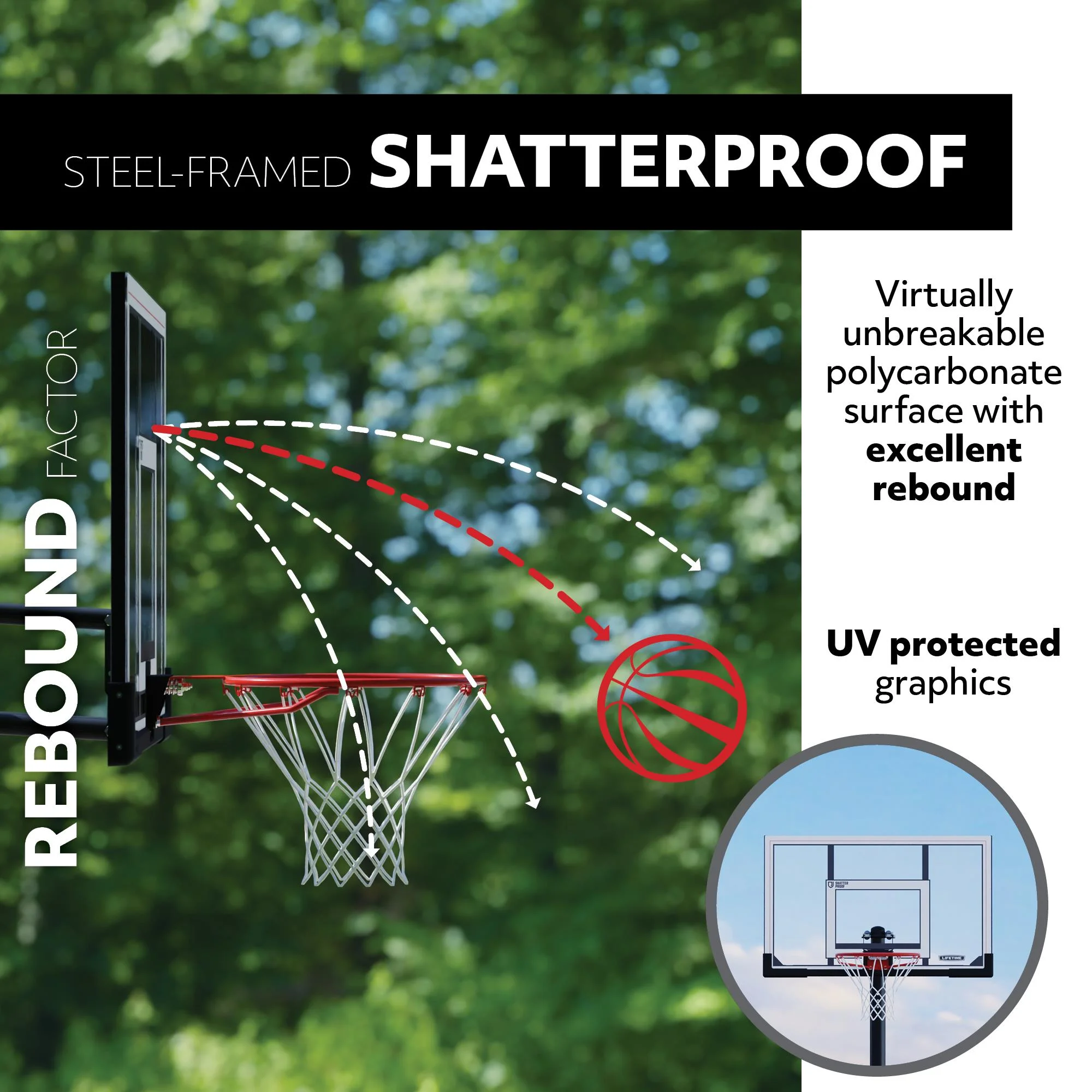 Adjustable In-Ground Basketball Hoop (52-Inch Polycarbonate) 90270 - Image 4