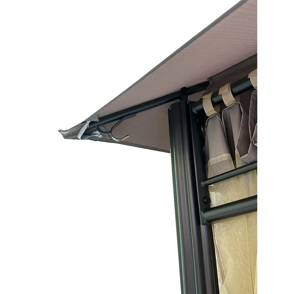 Garden Winds Custom Fit Replacement Canopy Top Cover and Netting Set Compatible with Backyard Creations 184DGZ1-PU-25 13' x 10' Roof Style Gazebo - Upgraded RipLock 350 Fabric - Slate Gray