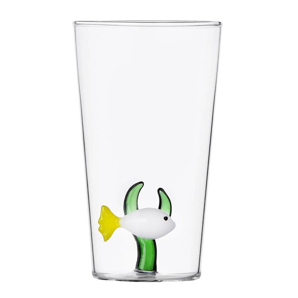 Marine Garden longdrinkglass 45 cl hvit fisk og sjøgress
