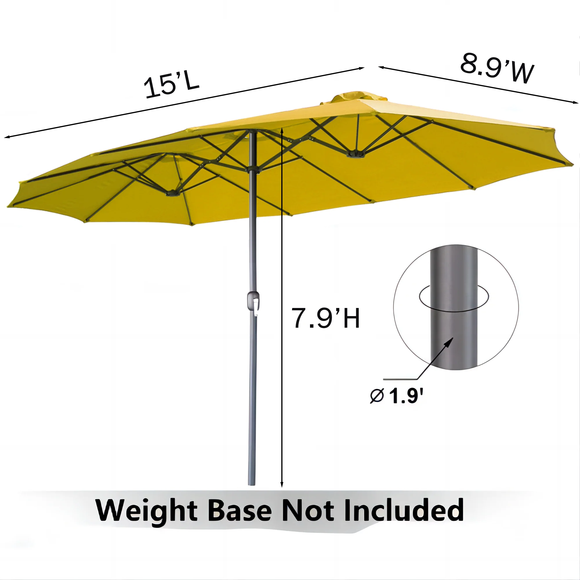 AECOJOY 15x9ft Double-Sided Patio Umbrella, Yellow