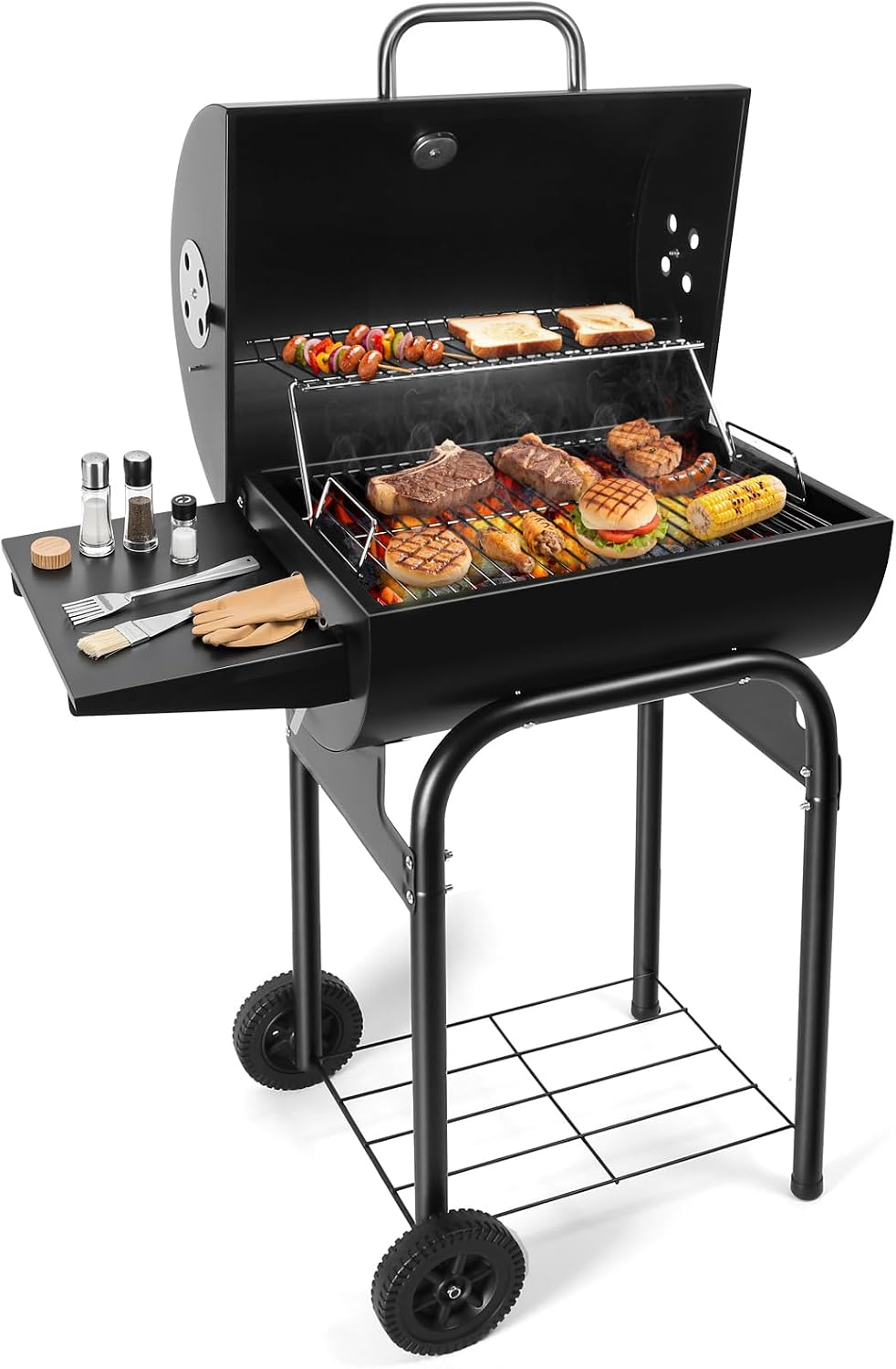 Barrel Barbecue Charcoal Grill: Premium Spacious Outdoor BBQ Grill