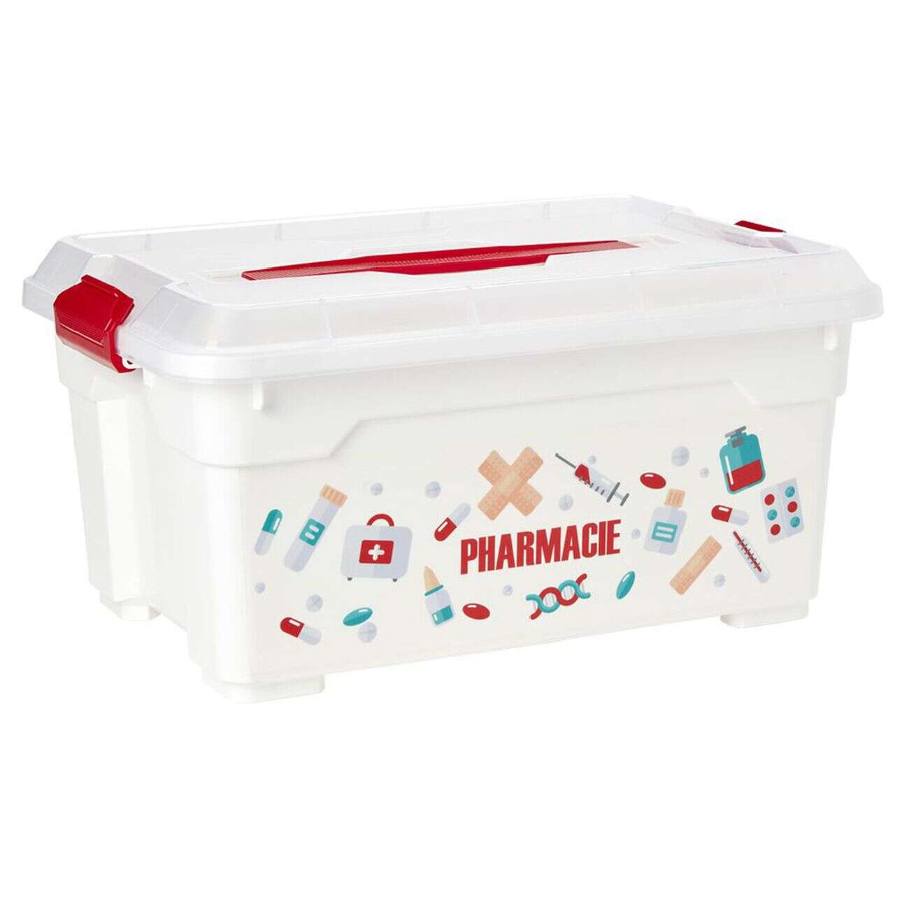 Boîte à pharmacie blanche et rouge