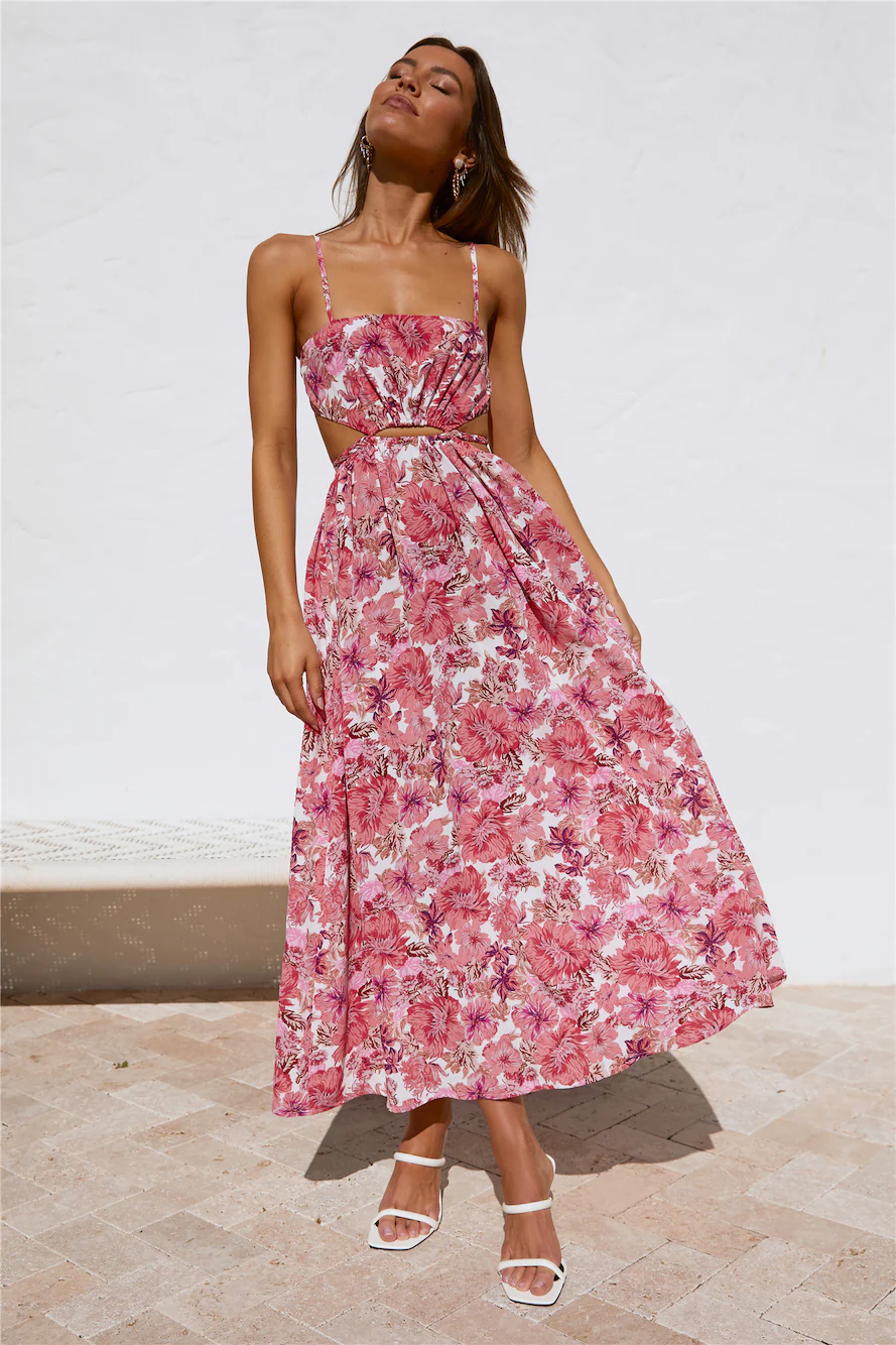 Soulful Eyes Midi Dress Pink