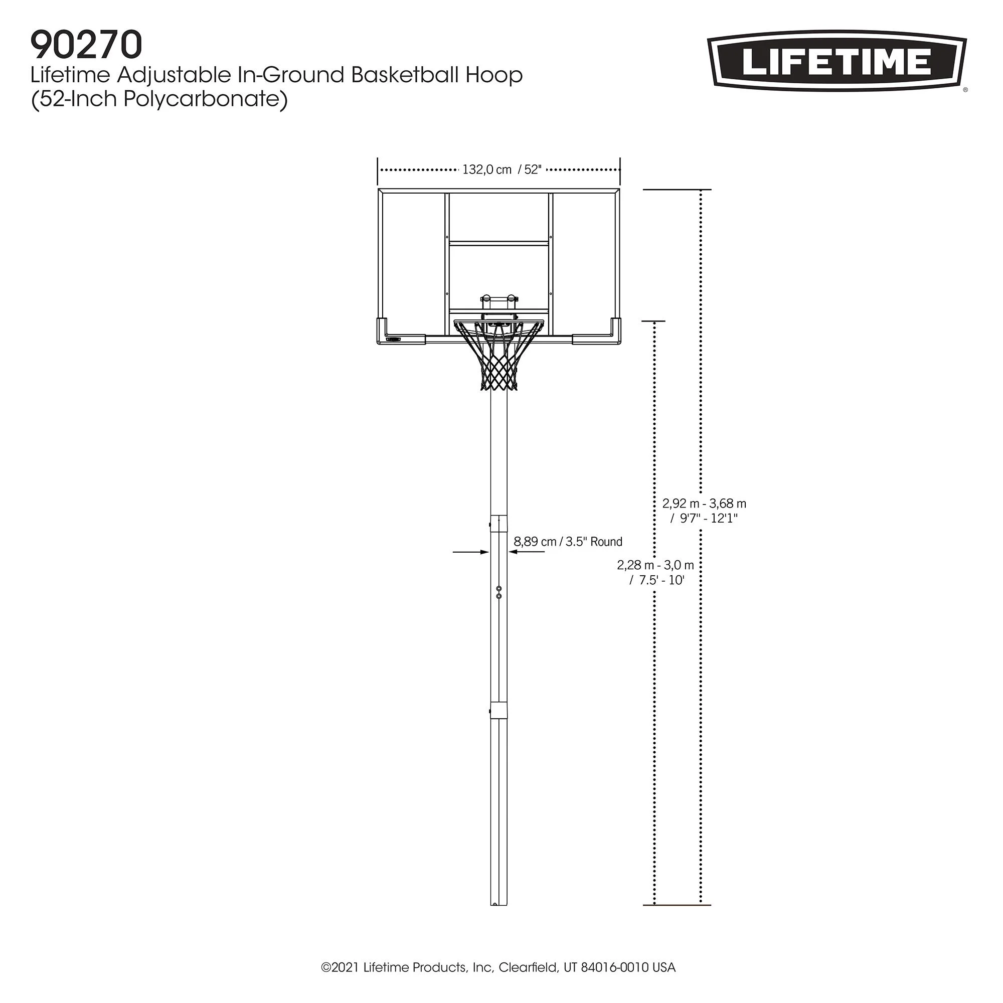 Adjustable In-Ground Basketball Hoop (52-Inch Polycarbonate) 90270 - Image 8