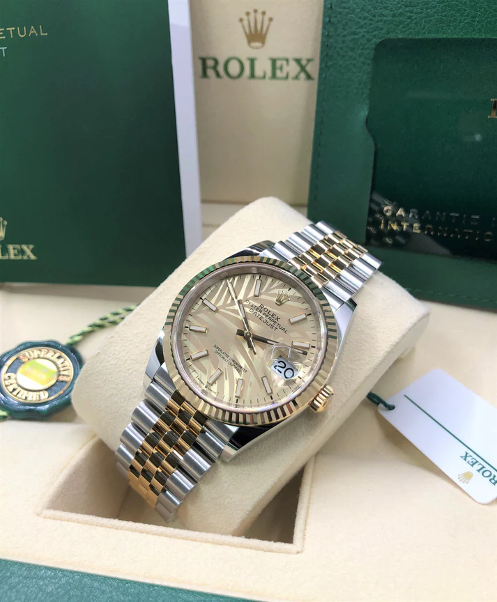 [Super Clone]RLX  Datejust 36mm 126233-0037 Golden Palm Motif 36mm Dial Jubilee Bracelet Watch