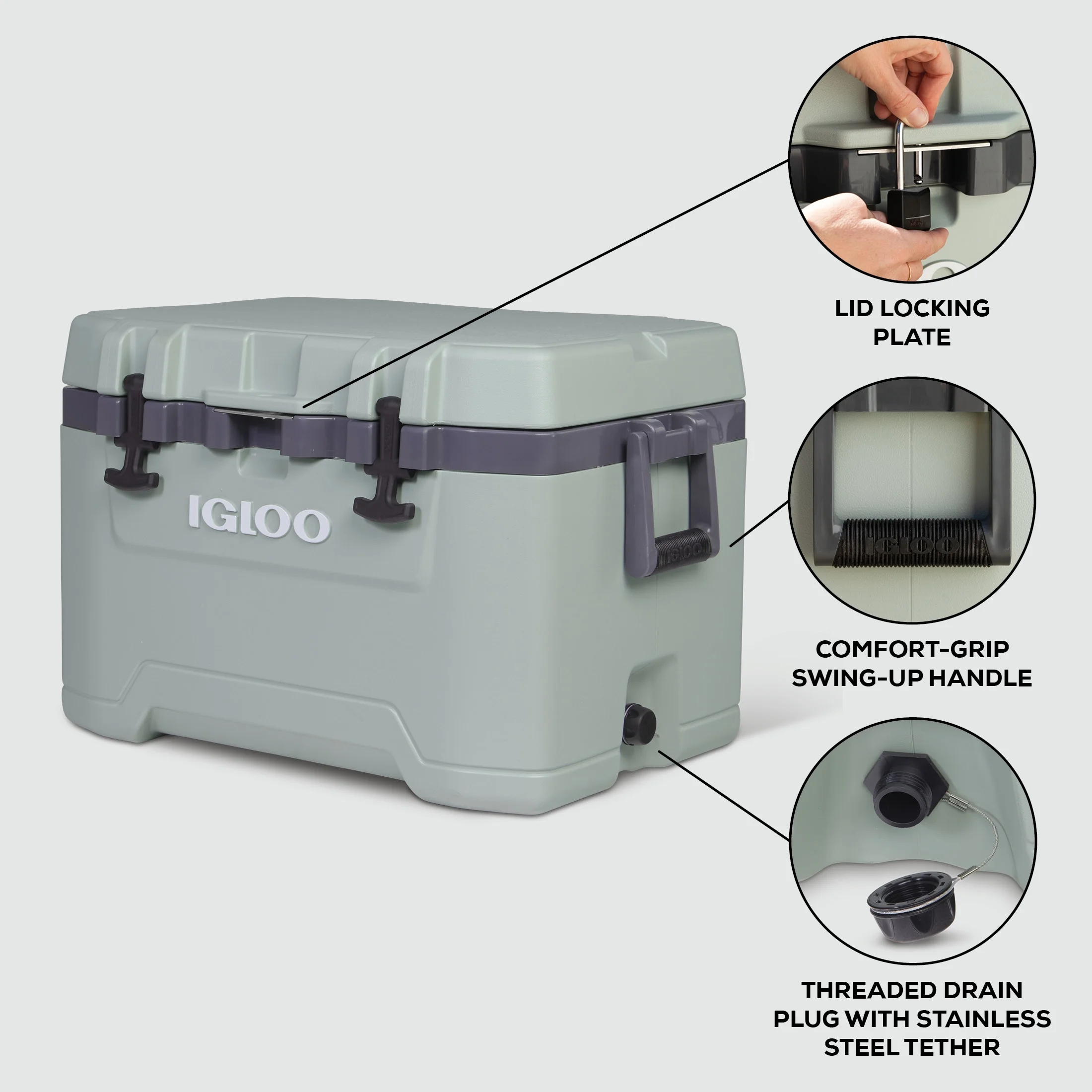 50 QT Overland Ice Chest Cooler, White - Image 5