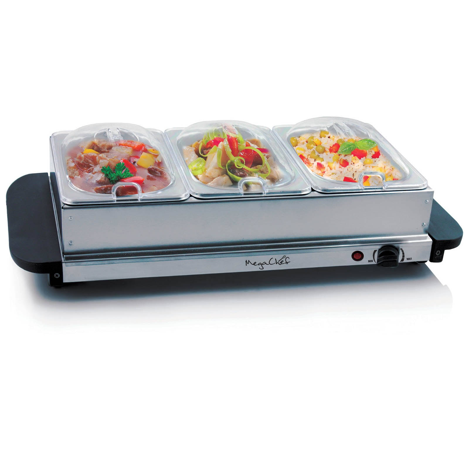 MegaChef Buffet Server & Food Warmer with 3 Removable Sectional Trays
