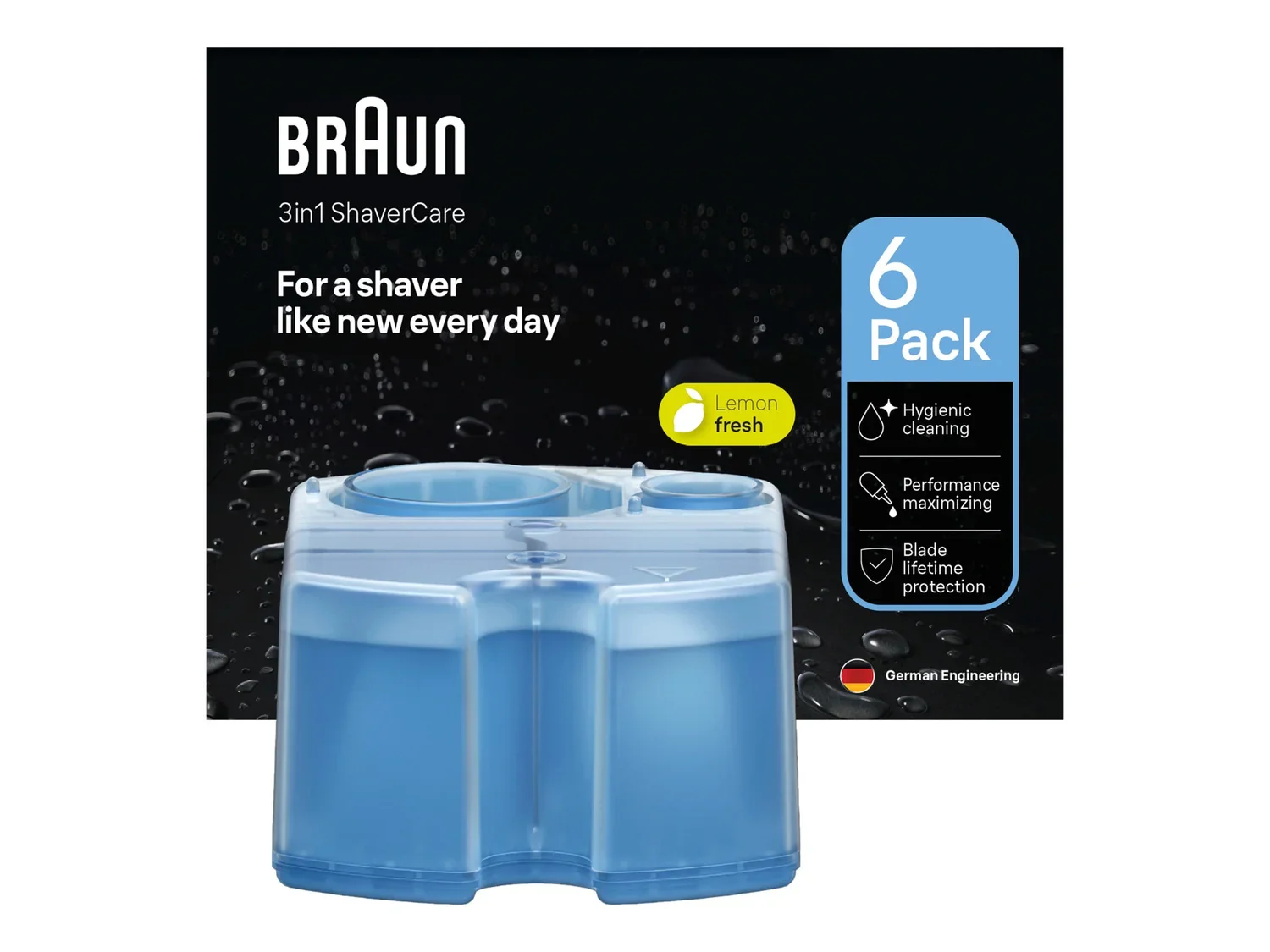 BRAUN Cartouches de nettoyage ShaverCare 3-en-1