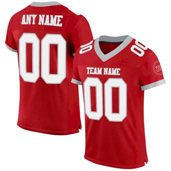 Custom Red White-Gray Mesh Jersey