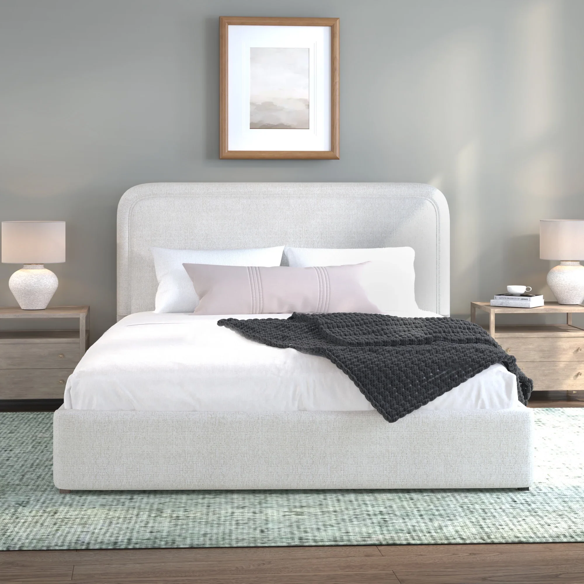 Better Homes & Gardens Juliet King Boucle Platform Bed, Ivory