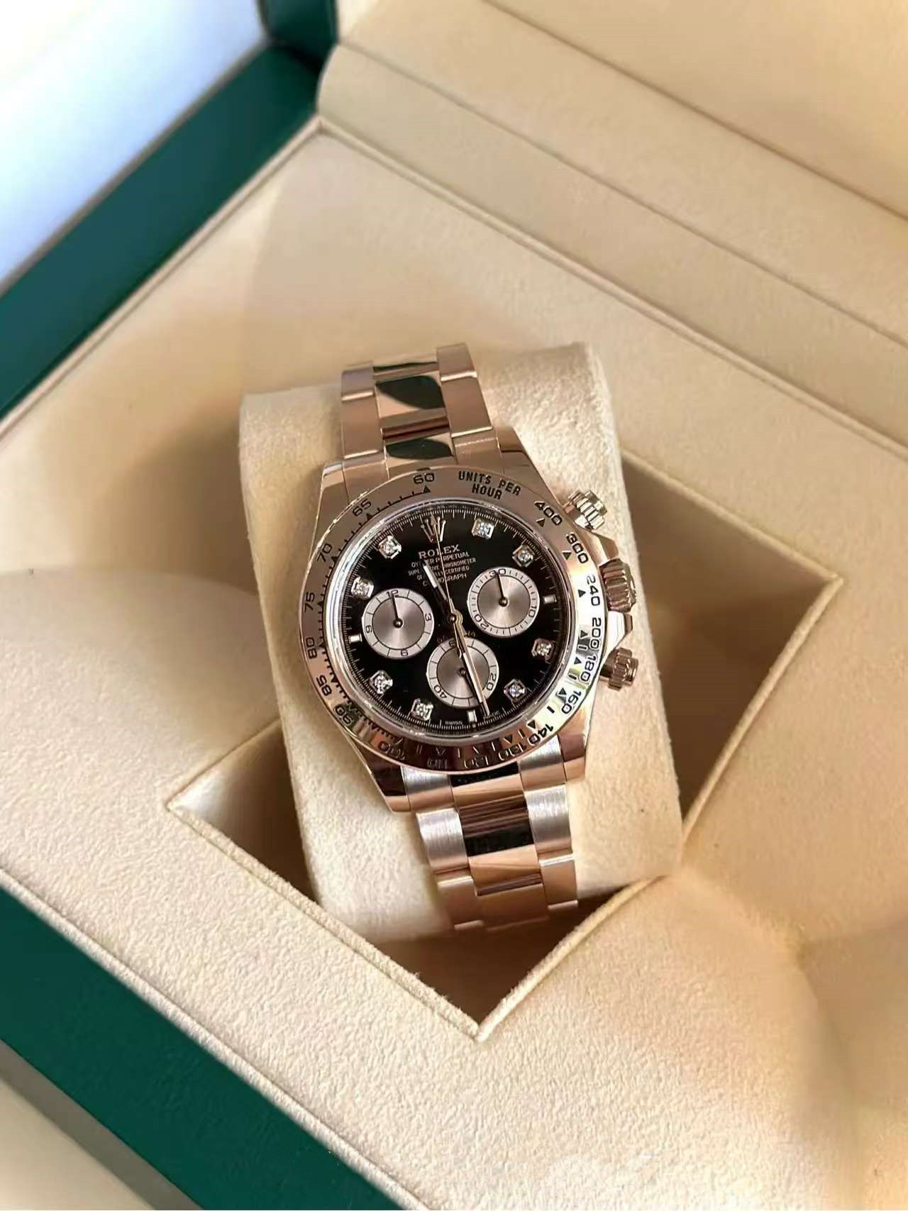 [Super Clone]RRolex Daytona Rose Gold / Black / Diamond-Set  m126505-0002