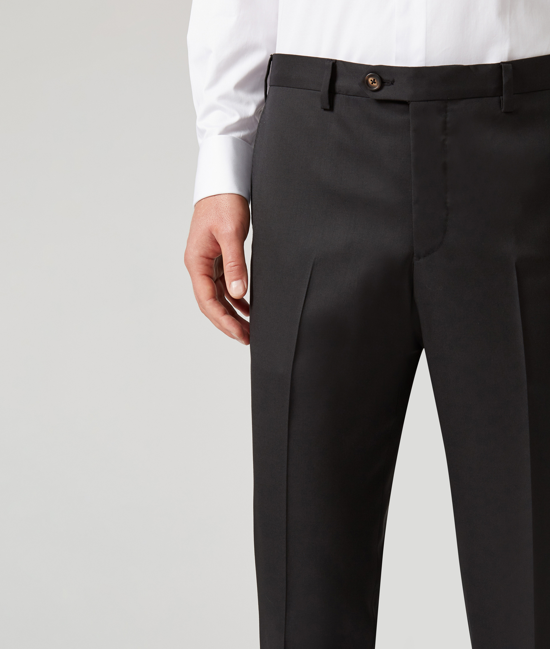 CLASSIC PANTS IN PURE WOOL WITH FRONT CREASE BLACK