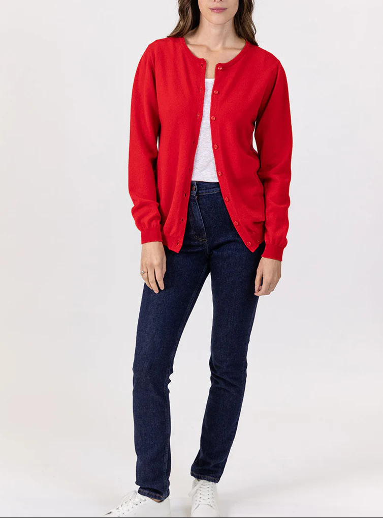 Cardigan femme en cachemire rouge