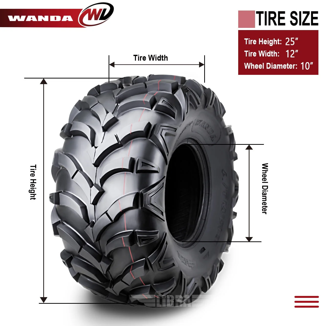 Wanda ATV/UTV Tires 25x12 - 10 25x12x10 /6PR P341 - 10161, Set 2
