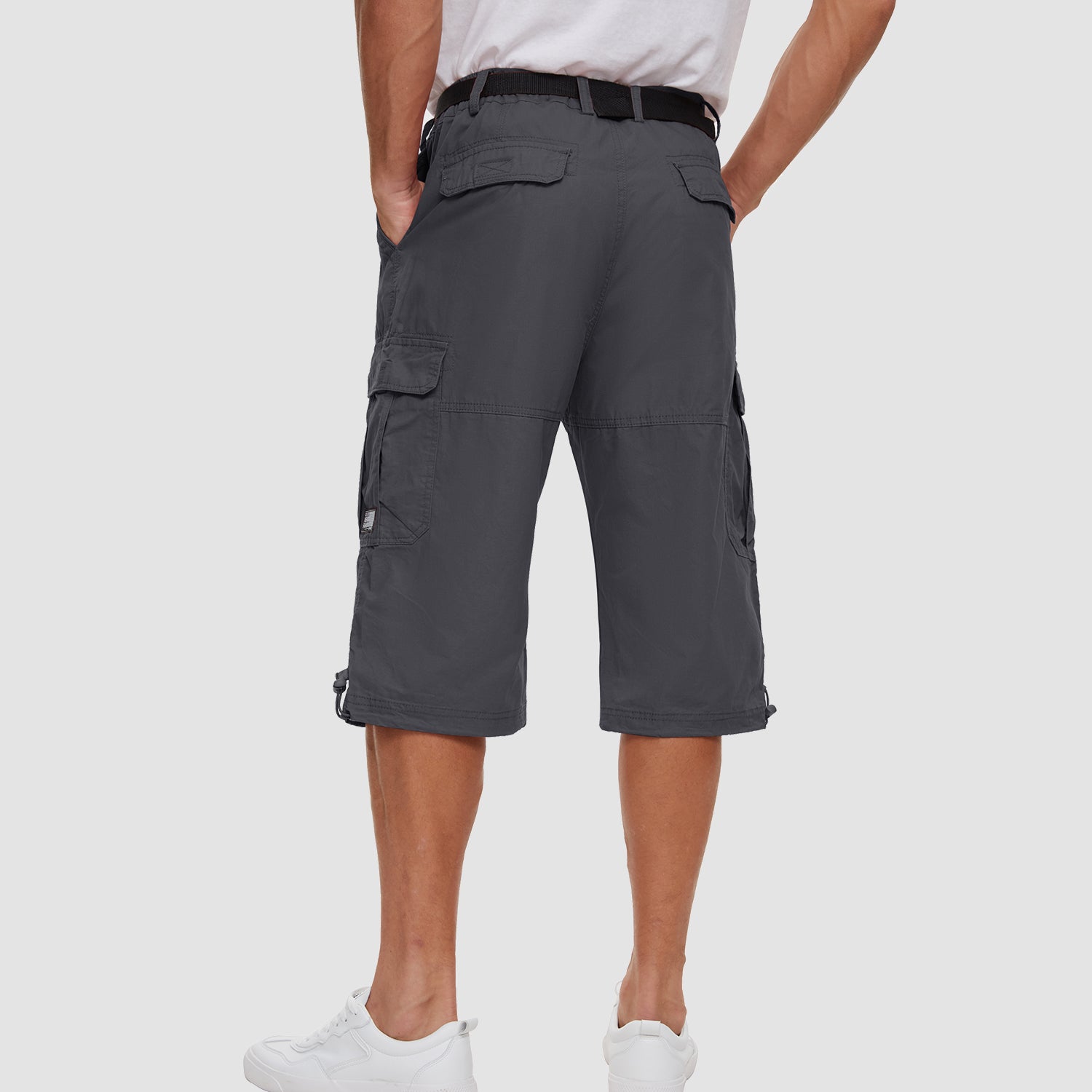 Short cargo 3/4 pour homme en coton ripstop léger avec plusieurs poches